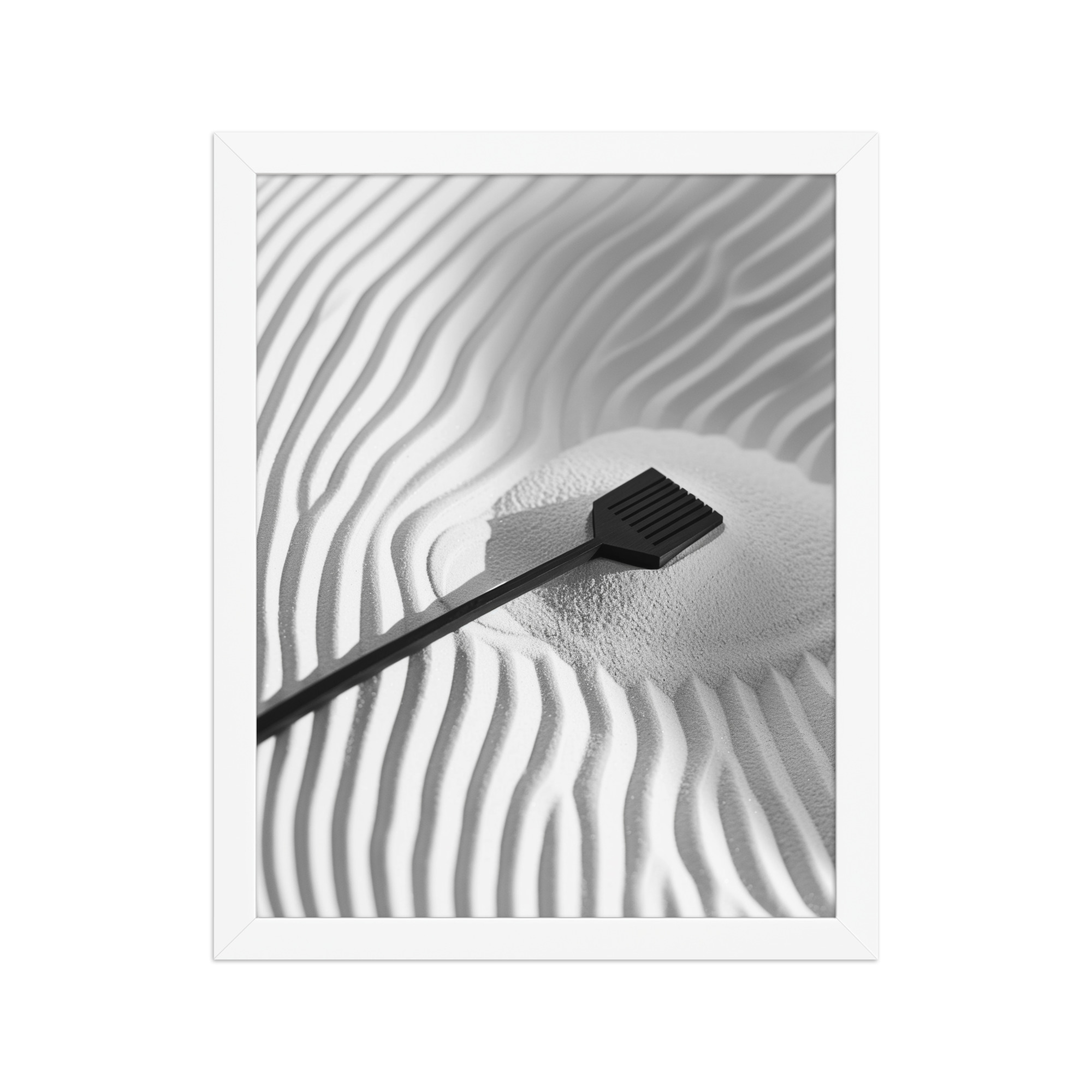 enhanced-matte-paper-framed-poster-in-white-11x14-front-68f9e8d81fedf.jpg Zen Sand Rake – Minimal Monochrome Ripples Wall Art – Framed Poster - Image 18