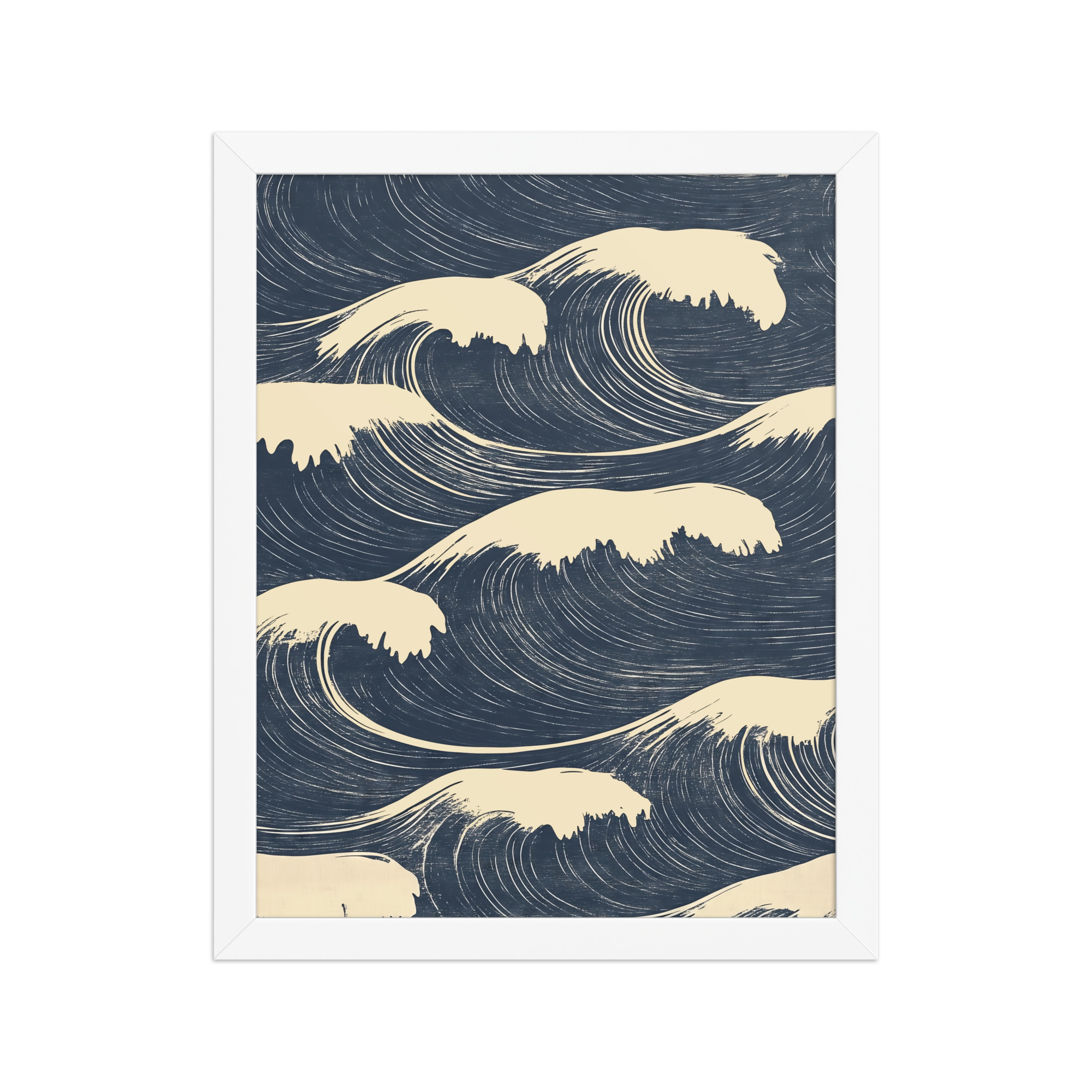 enhanced-matte-paper-framed-poster-in-white-11x14-front-68f9f16a70b82.jpg Edo Waves – Bold Indigo Ukiyo-e Ocean Pattern Wall Art – Framed Poster - Image 16