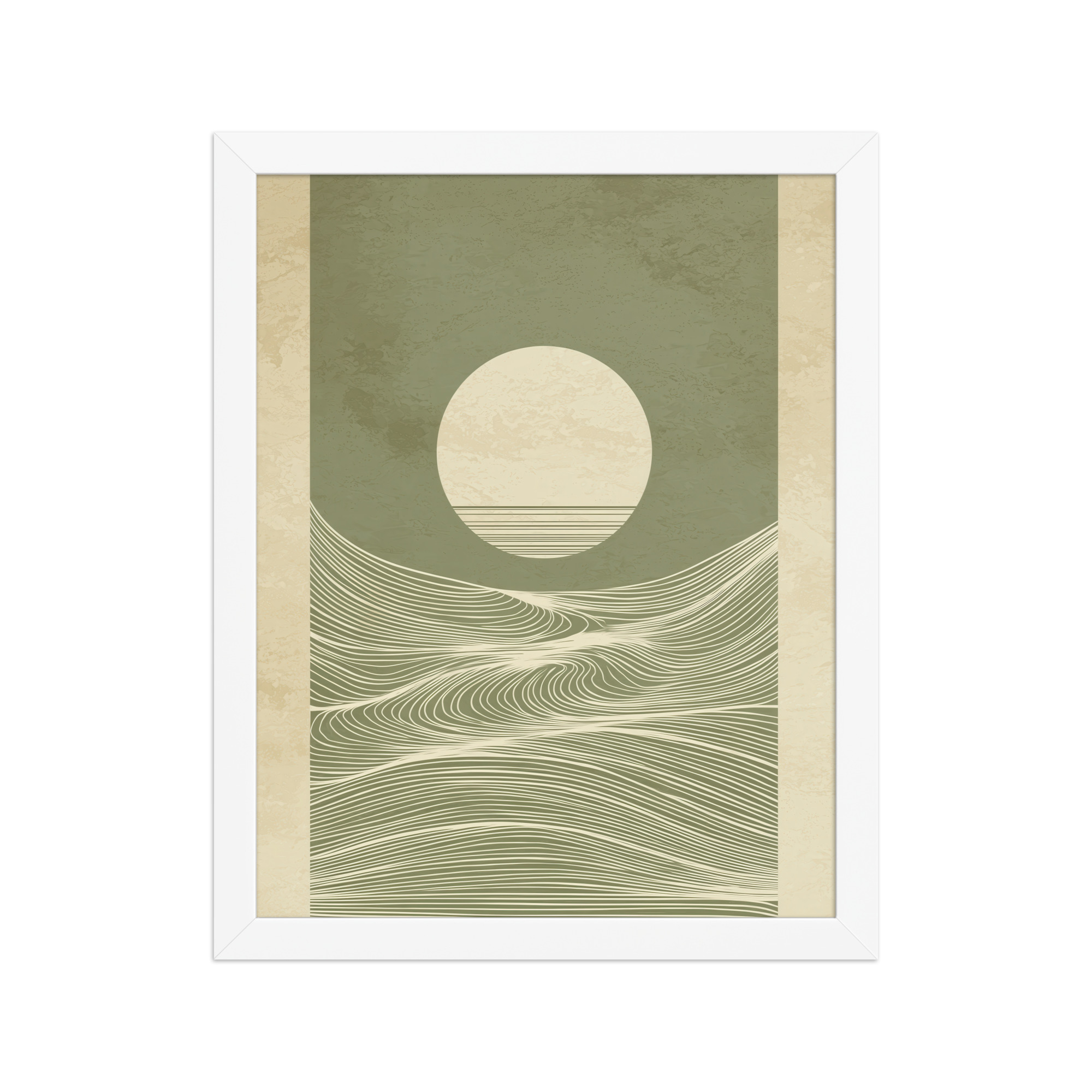 enhanced-matte-paper-framed-poster-in-white-11x14-front-68f9f96705c9c.jpg Calm Currents and Rising Light — Minimalist Sun With Landscape Lines Wall Art — Framed Poster - Image 14