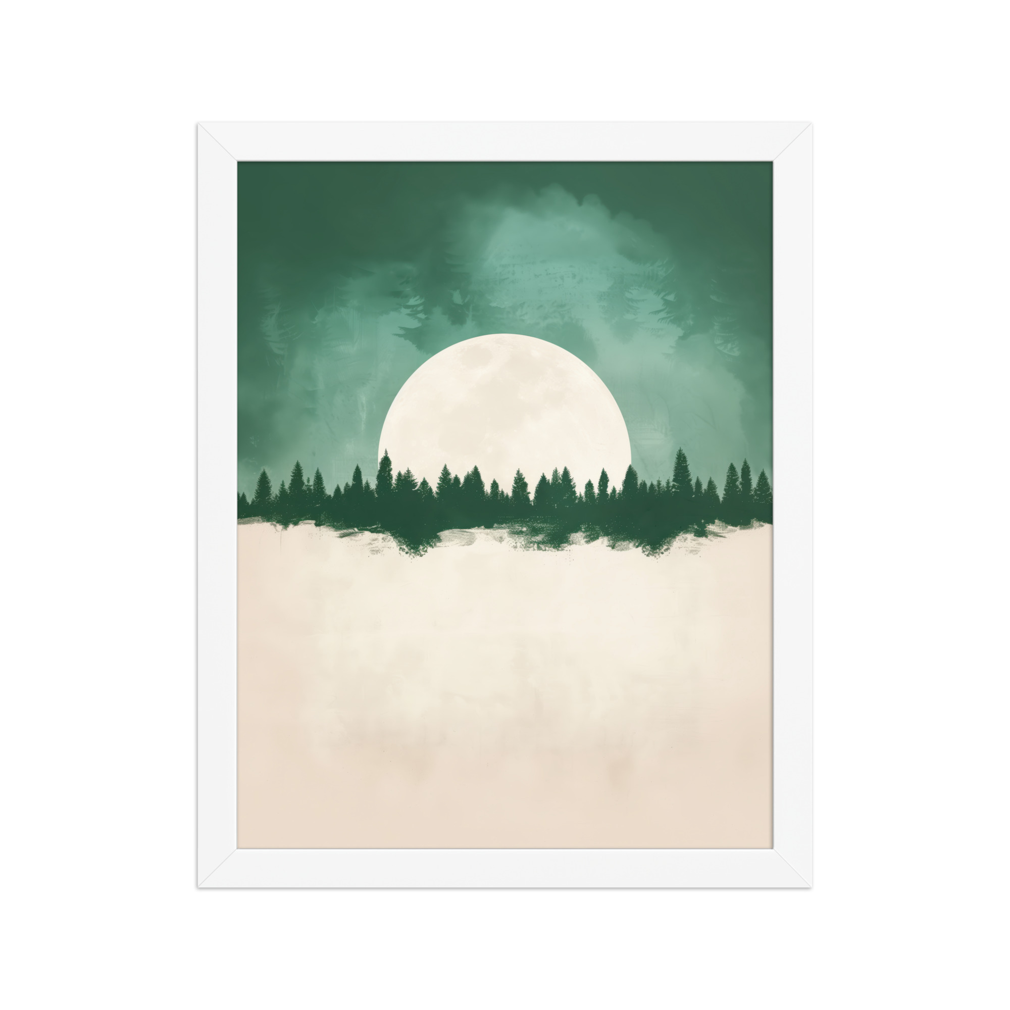 enhanced-matte-paper-framed-poster-in-white-11x14-front-68f9fe4f64efb.jpg Forest Glow Under a Full Moon — Minimal Landscape Wall Decor — Framed Poster - Image 15