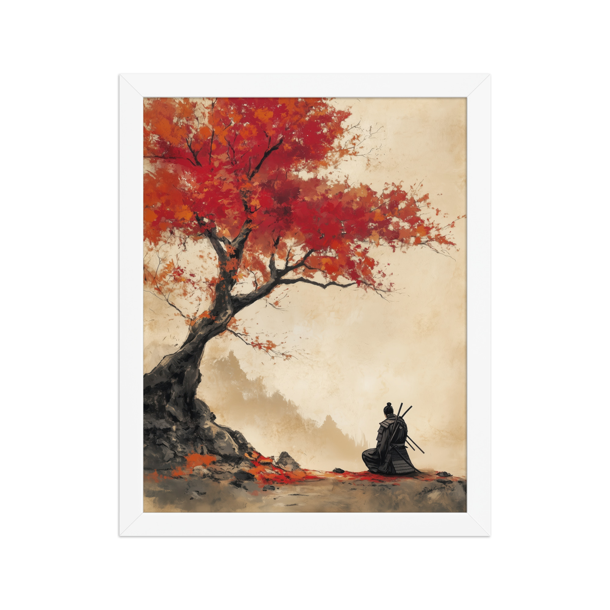 enhanced-matte-paper-framed-poster-in-white-11x14-front-68fa16a6dc266.jpg Autumn Warrior – Samurai Beneath Crimson Maple Leaves Wall Decor – Framed Poster - Image 13