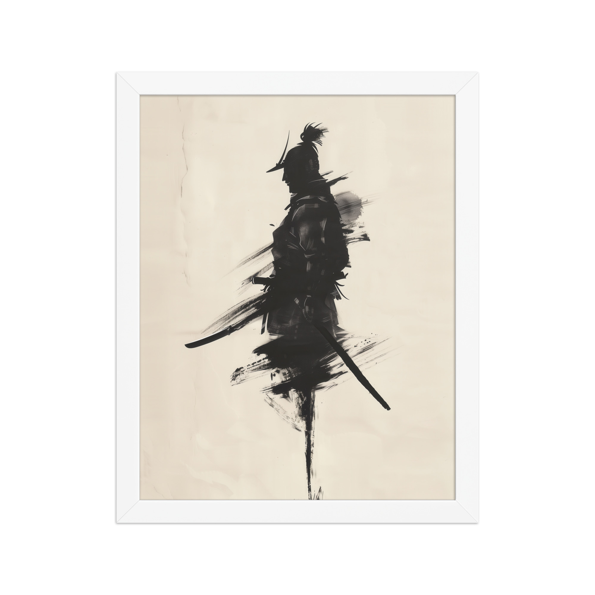 enhanced-matte-paper-framed-poster-in-white-11x14-front-68fa170352dcf.jpg Shadowed Warrior – Sumi-e Silhouette of a Lone Samurai Wall Decor – Framed Poster - Image 18