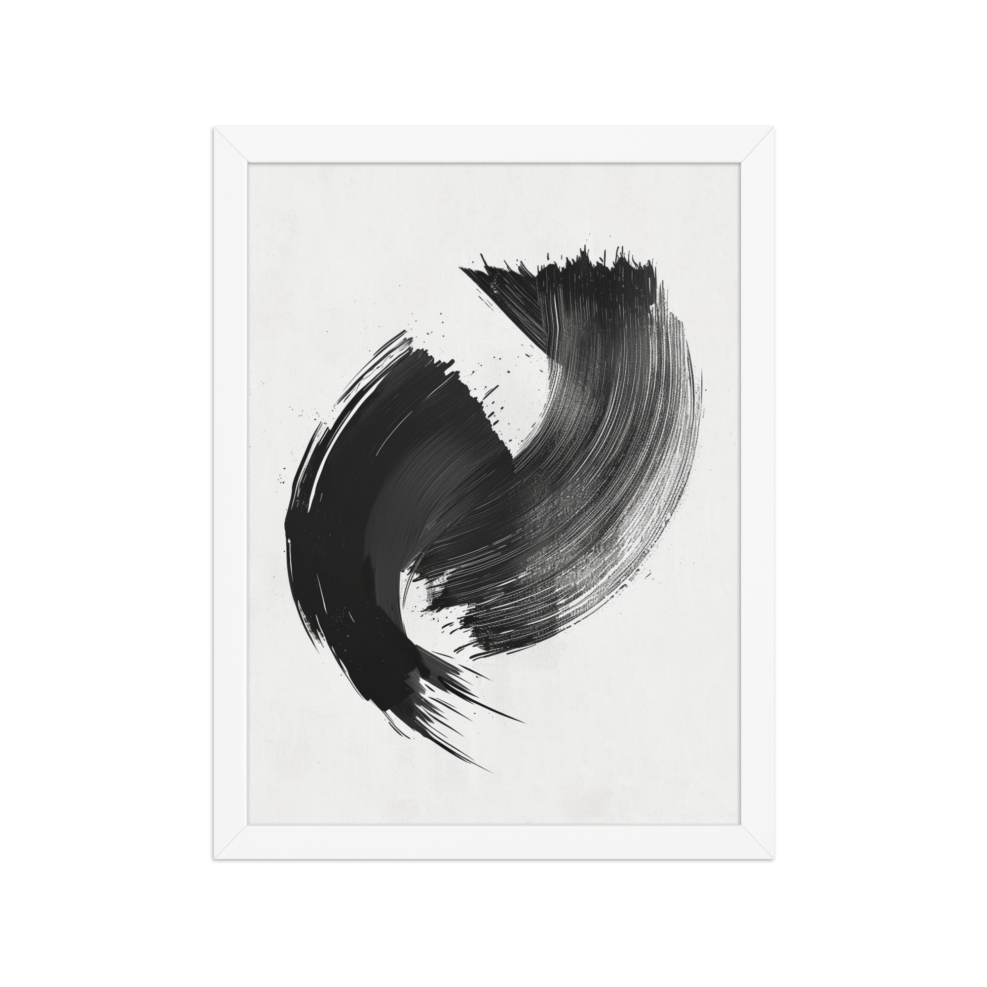 enhanced-matte-paper-framed-poster-in-white-12x16-front-68f88ea6d3e9c.jpg Brushstroke Swirl — Zen Sumi-e Ink Abstract Wall Decor — Framed Poster - Image 15
