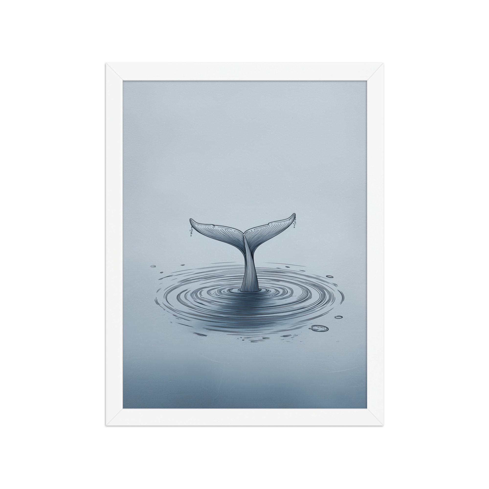 enhanced-matte-paper-framed-poster-in-white-12x16-front-68f8b841e1f1c.jpg Ripple Beneath – Whale Tail Surfacing Minimal Ocean Wall Art in Cool Blues — Framed Poster - Image 19