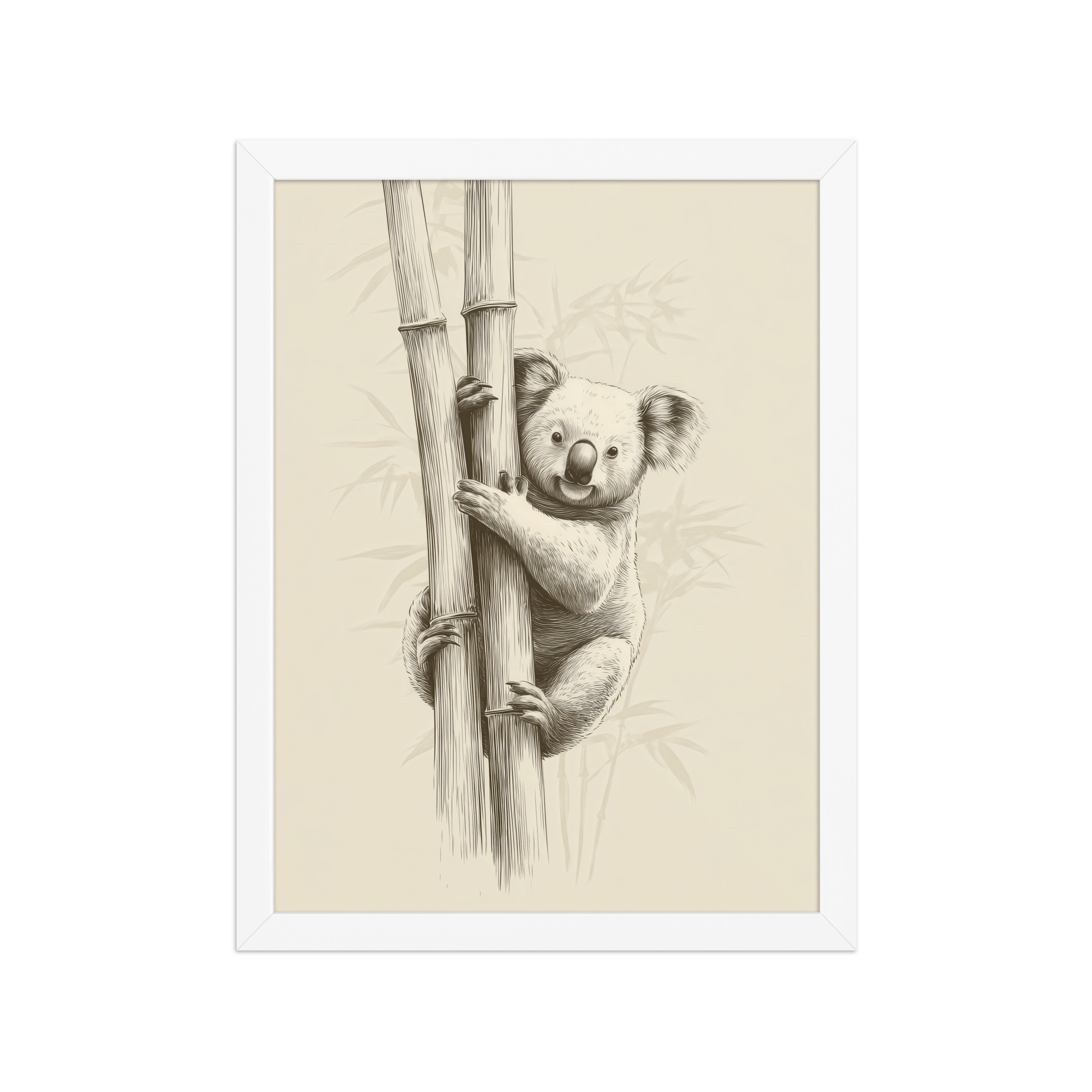 enhanced-matte-paper-framed-poster-in-white-12x16-front-68f8bef3126e8.jpg Koala Bamboo I — Koala Illustration in Warm Neutrals Wall Decor — Framed Poster - Image 19