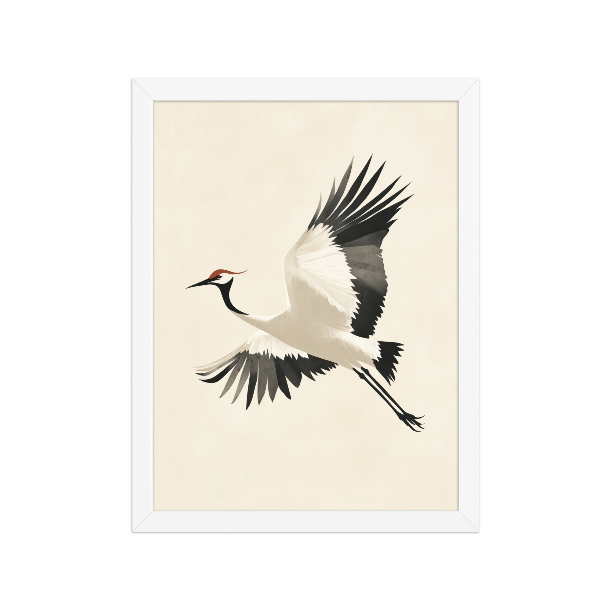 enhanced-matte-paper-framed-poster-in-white-12x16-front-68f90047ca28c.jpg Graceful Crane in Flight — Red-Crowned Flying Crane Wall Art — Framed Poster - Image 19