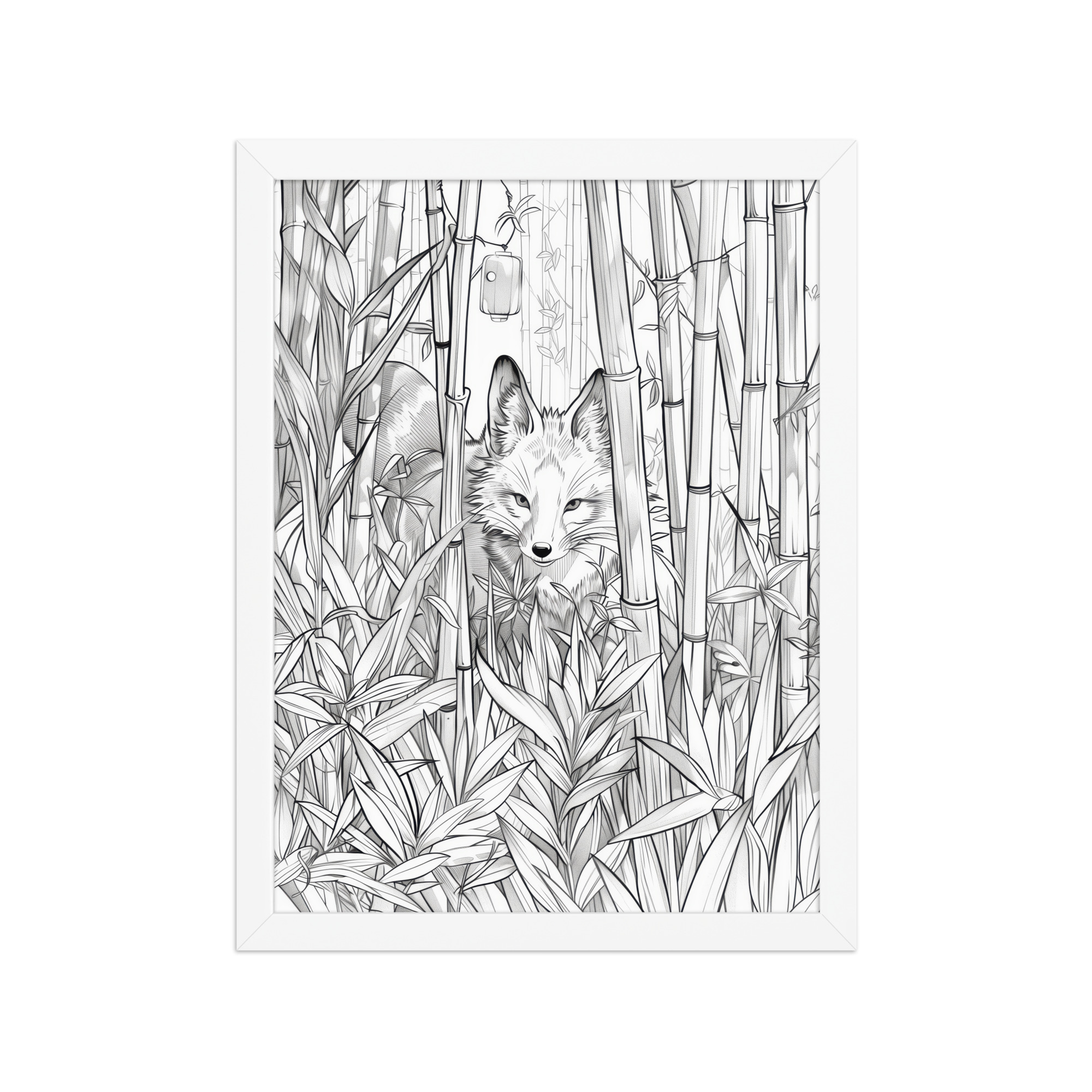enhanced-matte-paper-framed-poster-in-white-12x16-front-68f903bc15f72.jpg Fox Spirit in Bamboo Forest — Fox Among Bamboo Wall Decor — Framed Poster - Image 19