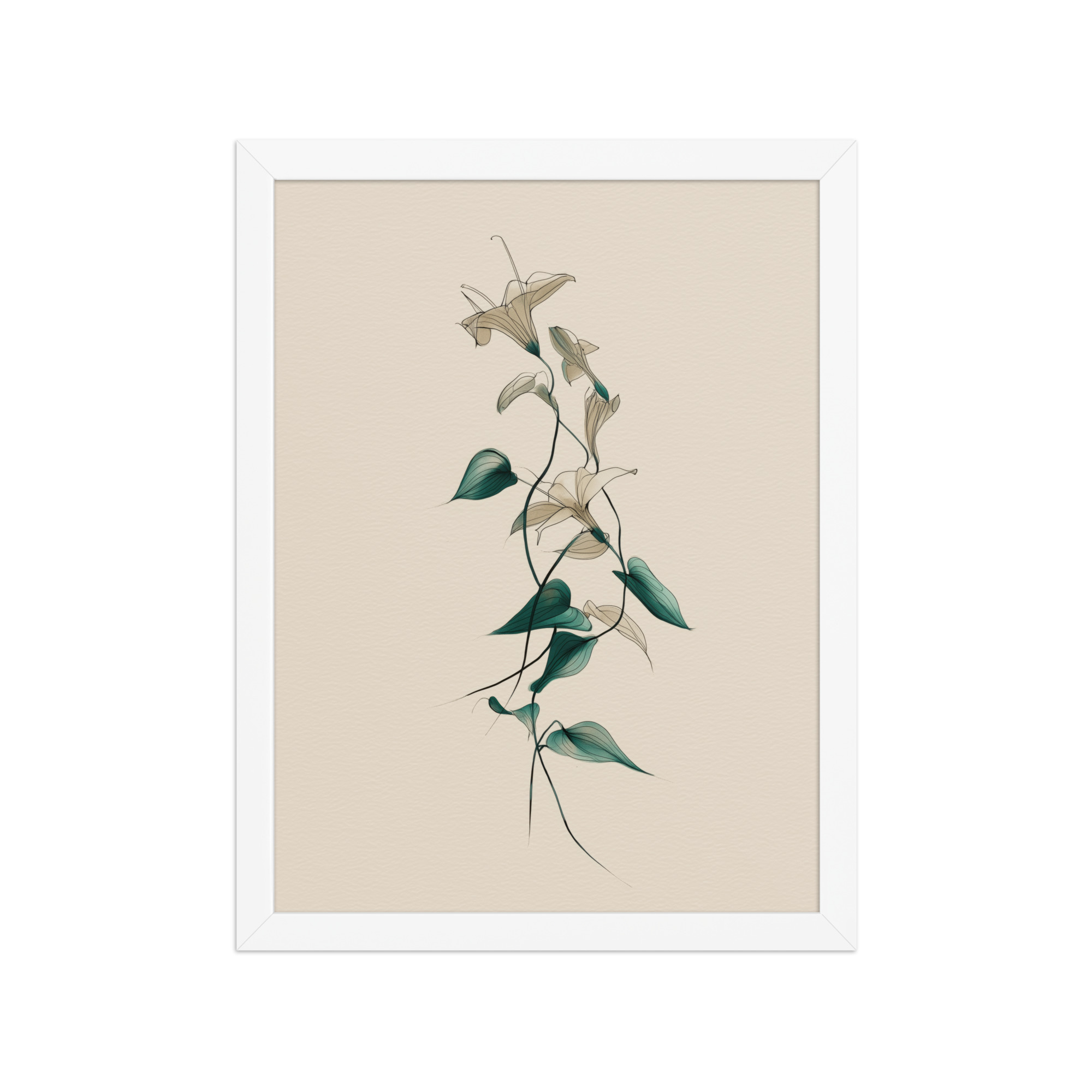 enhanced-matte-paper-framed-poster-in-white-12x16-front-68f91e0a485cb.jpg Lily Flow — Japandi Floral Line-Art Decor Lilies — Framed Poster - Image 19