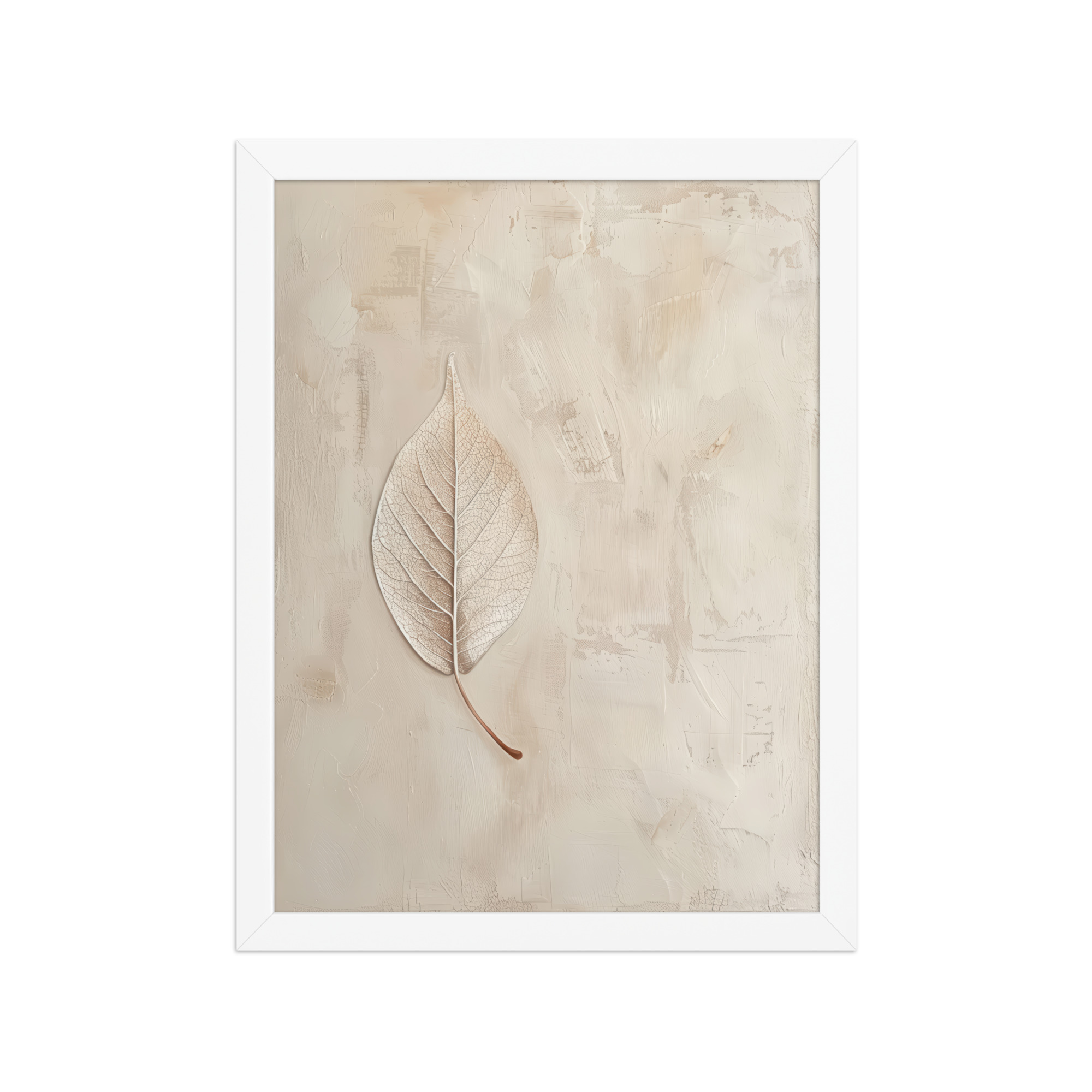enhanced-matte-paper-framed-poster-in-white-12x16-front-68f9c345b3c7d.jpg Wabi-Sabi Leaf II — Neutral Textured Botanical Wall Art — Framed Poster - Image 19