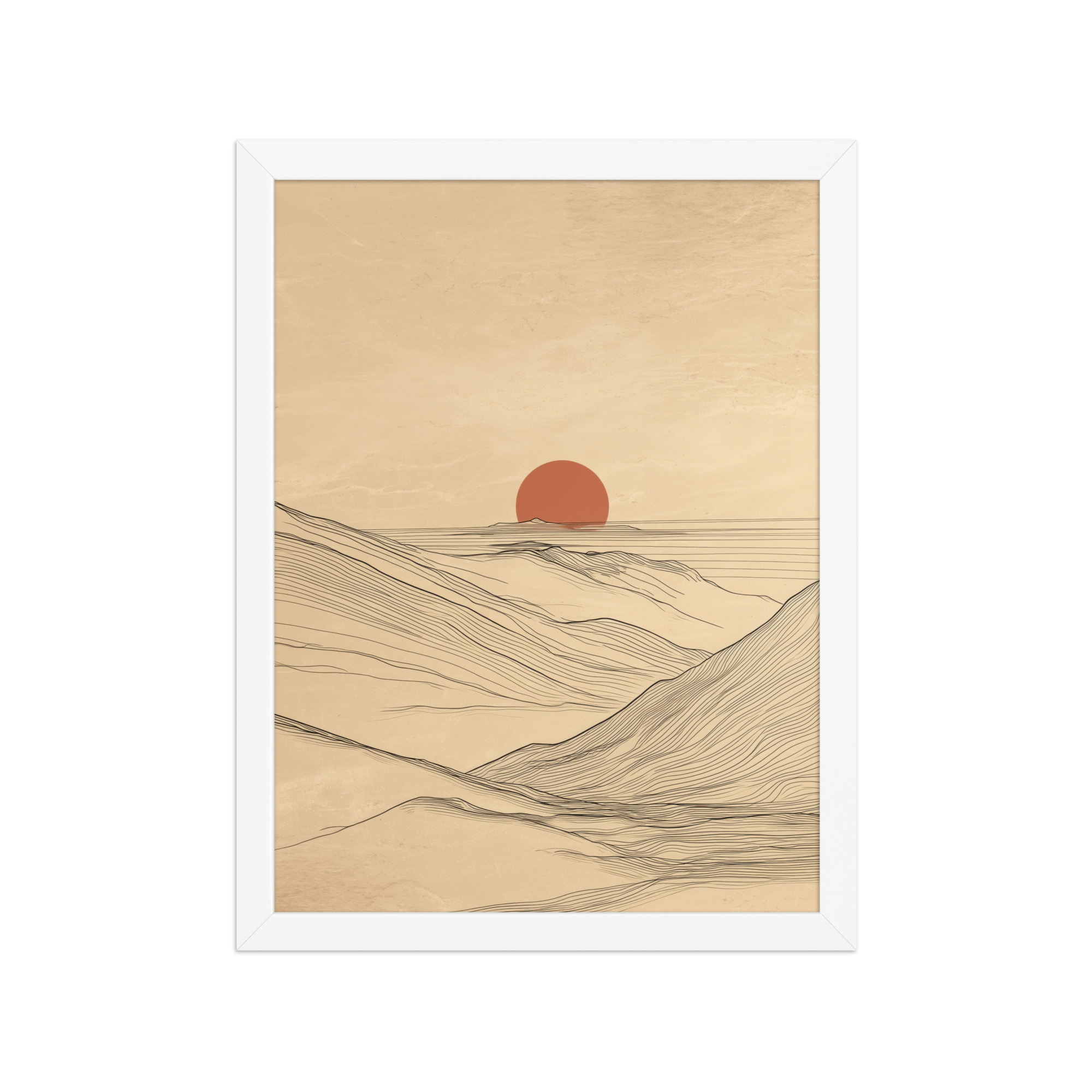 enhanced-matte-paper-framed-poster-in-white-12x16-front-68f9c56ba0065.jpg Desert Horizon — Japandi Desert Line Landscape Wall Art — Framed Poster - Image 13