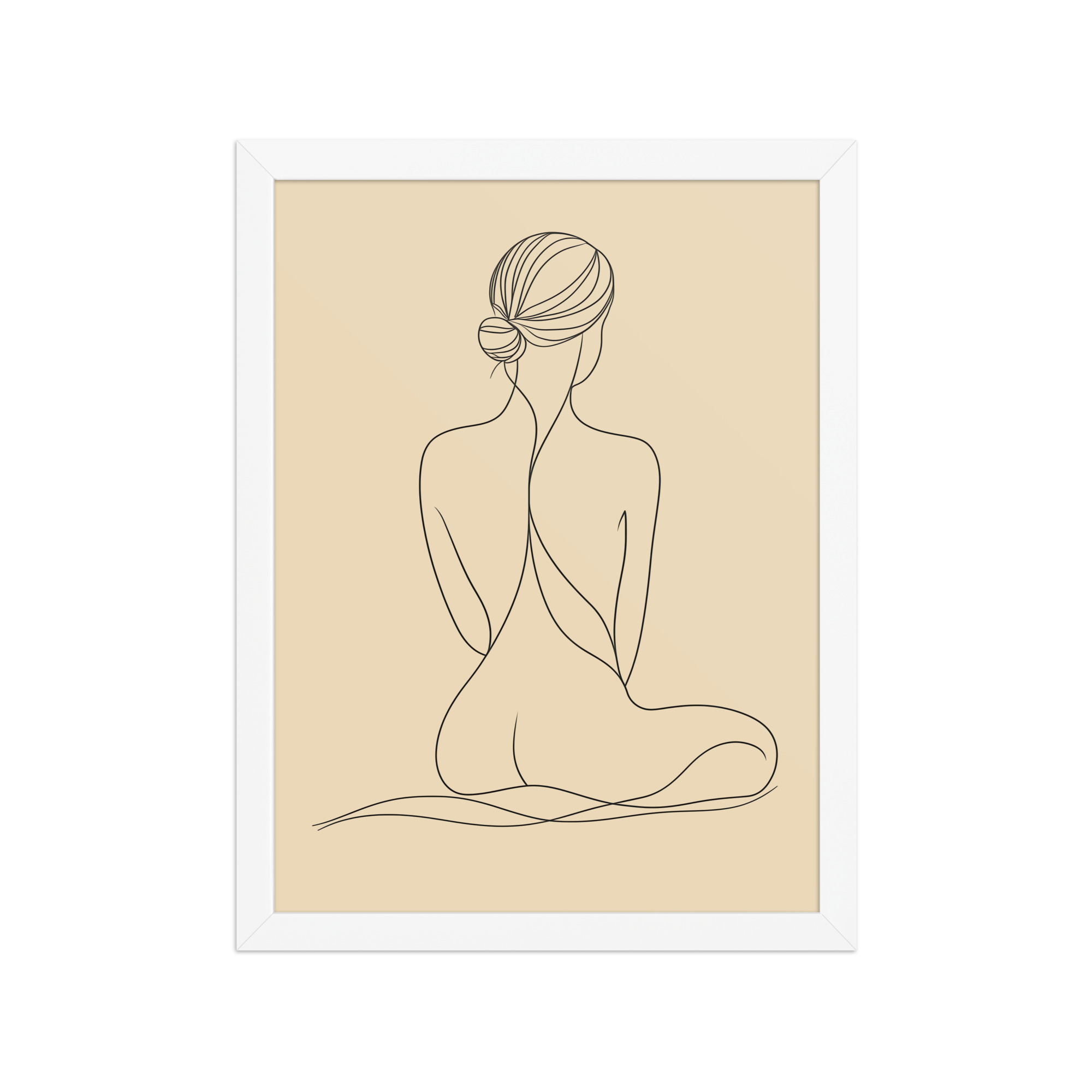 enhanced-matte-paper-framed-poster-in-white-12x16-front-68f9c8d4daa95.jpg Seated Elegance On Knees — Minimalist Figure Line Wall Art — Framed Poster - Image 11