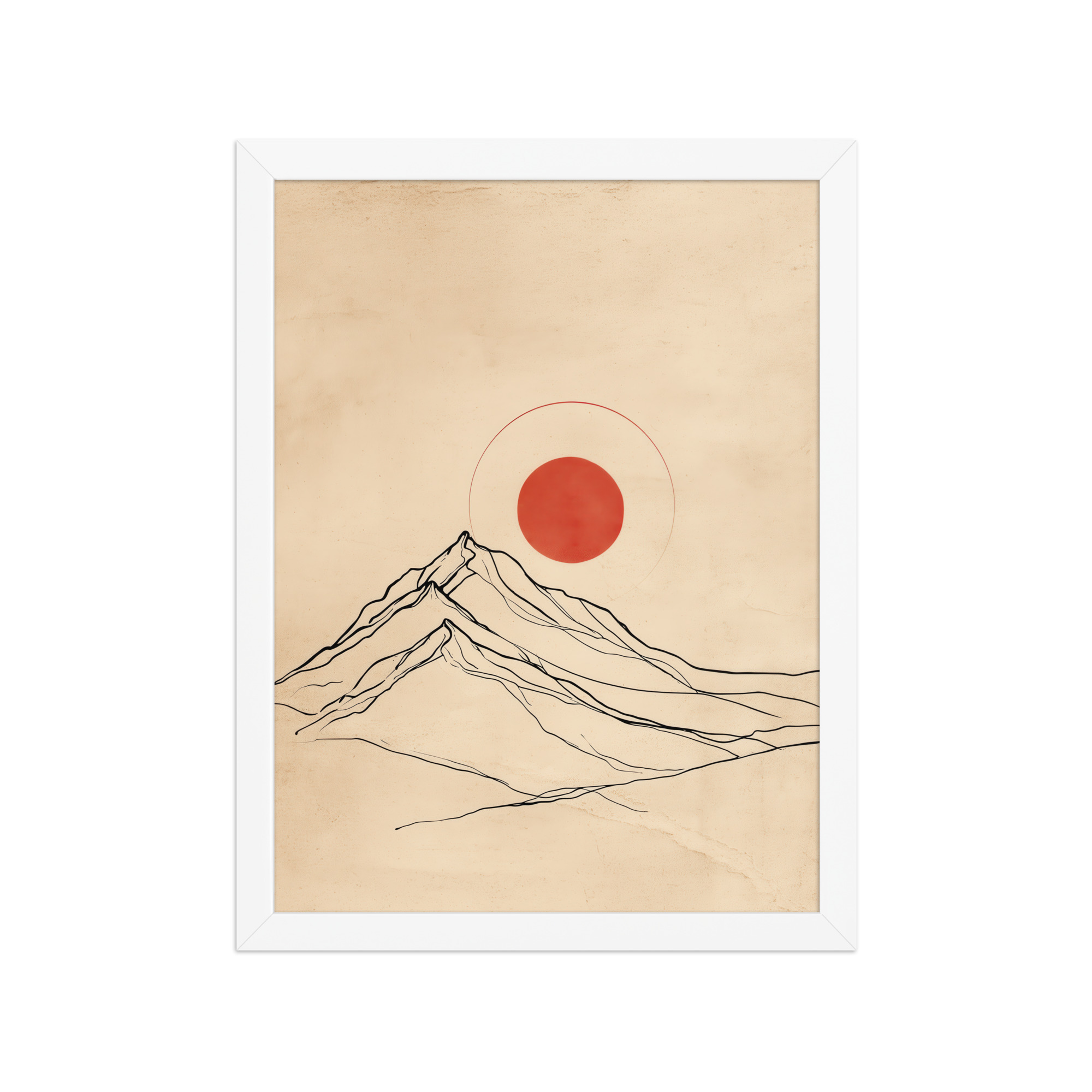 enhanced-matte-paper-framed-poster-in-white-12x16-front-68f9c98ca670e.jpg Eternal Sun — Minimal Mountain and Red Sun Wall Art — Framed Poster - Image 13