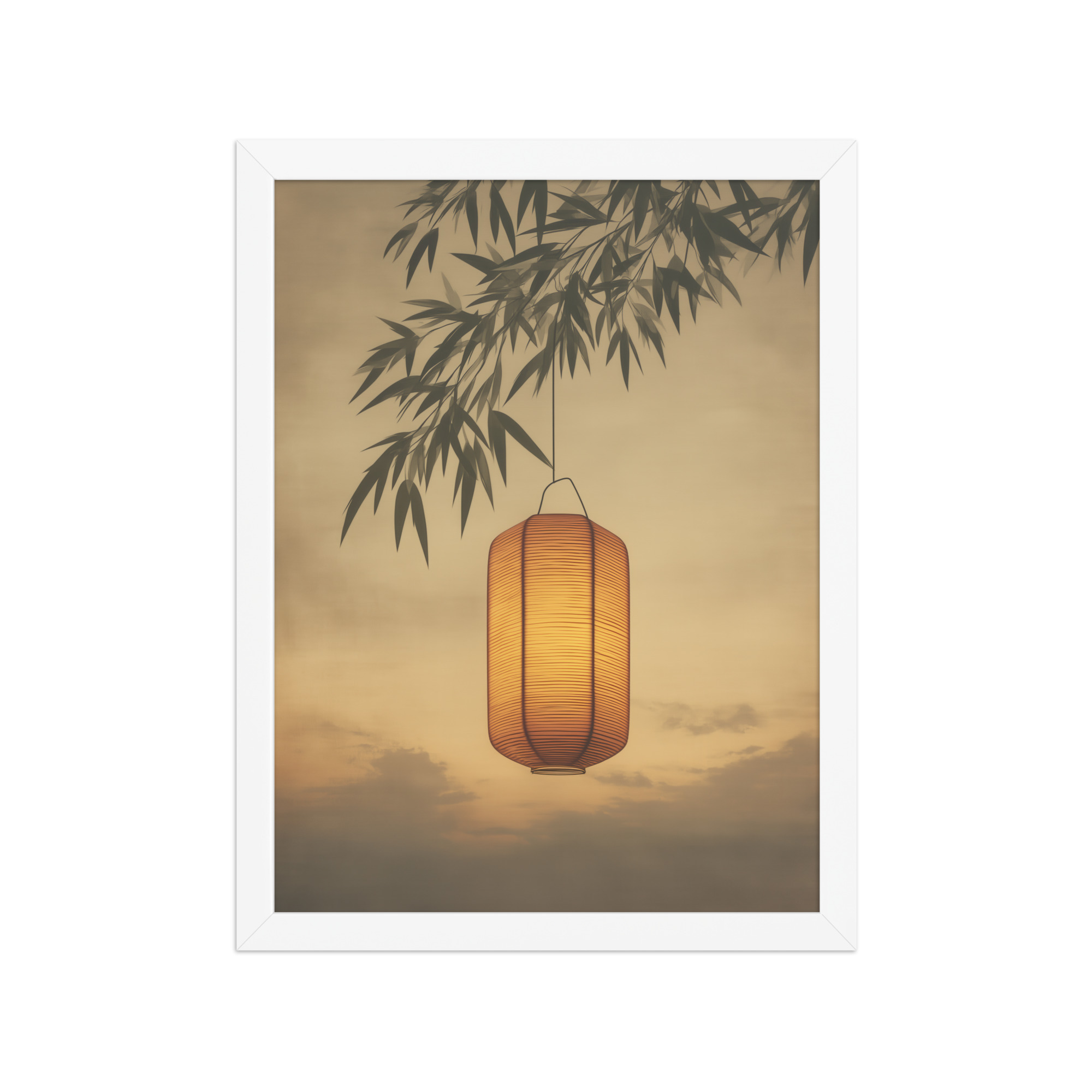 enhanced-matte-paper-framed-poster-in-white-12x16-front-68f9cb4c476ba.jpg Lantern Glow — Japanese Lantern Minimal Wall Decor — Framed Poster - Image 16