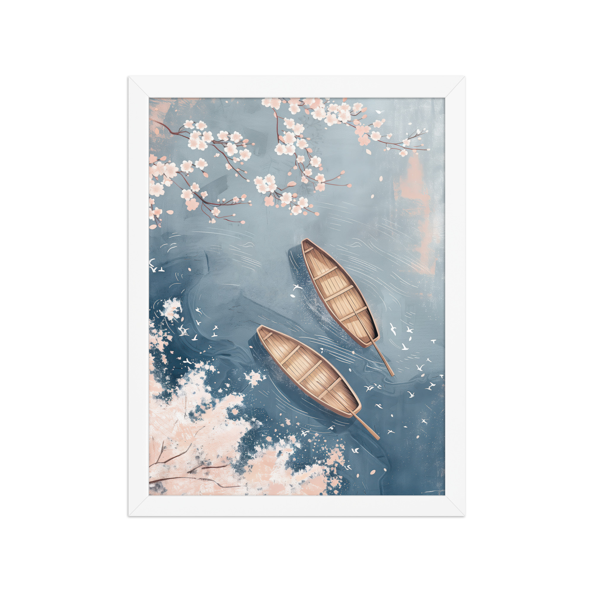enhanced-matte-paper-framed-poster-in-white-12x16-front-68f9cb8accb45.jpg Cherry Blossom Drifting — Sakura River Landscape Wall Art — Framed Poster - Image 14