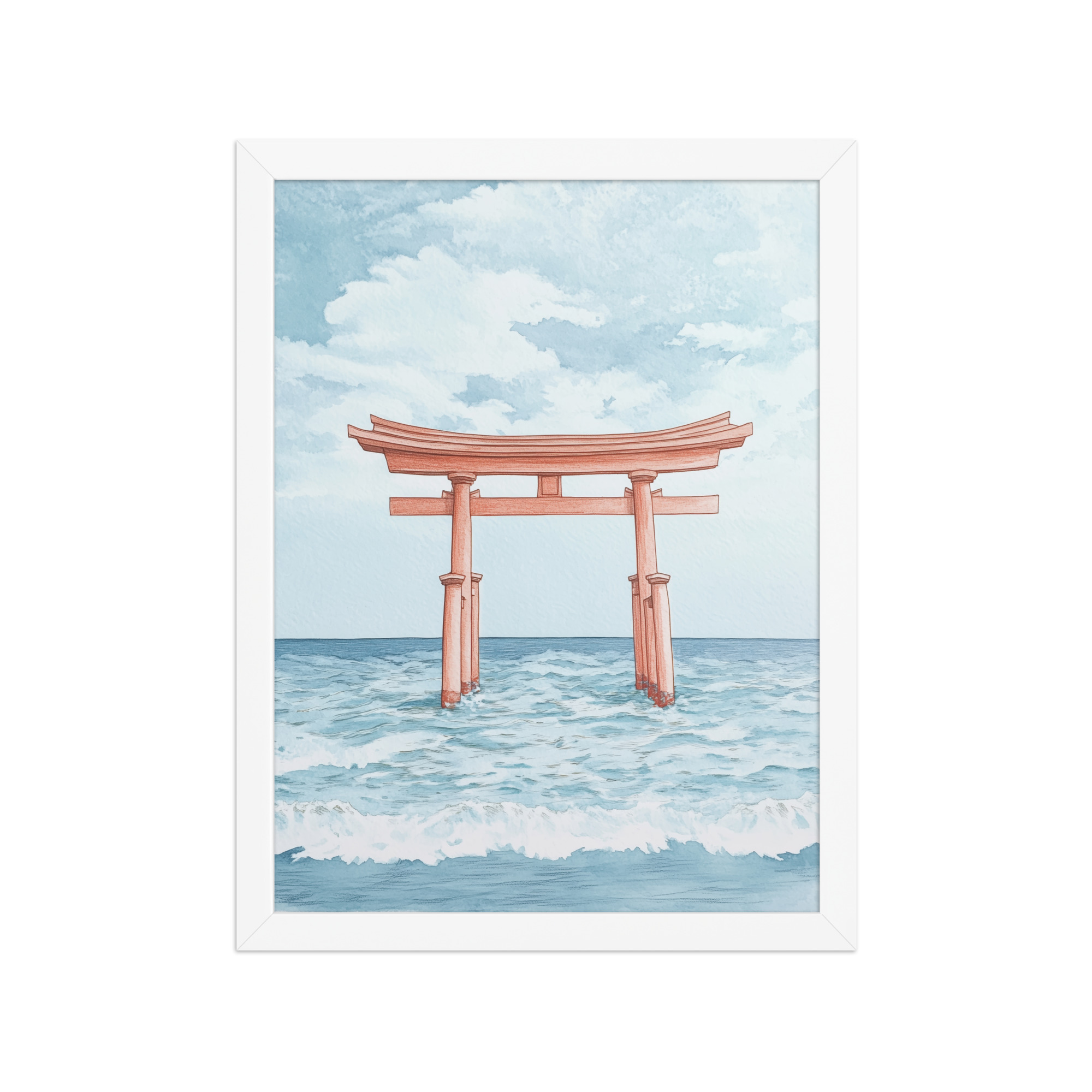 enhanced-matte-paper-framed-poster-in-white-12x16-front-68f9d2fccf094.jpg Torii Gate Waves — Coastal Shinto Shrine Wall Decor — Framed Poster - Image 19