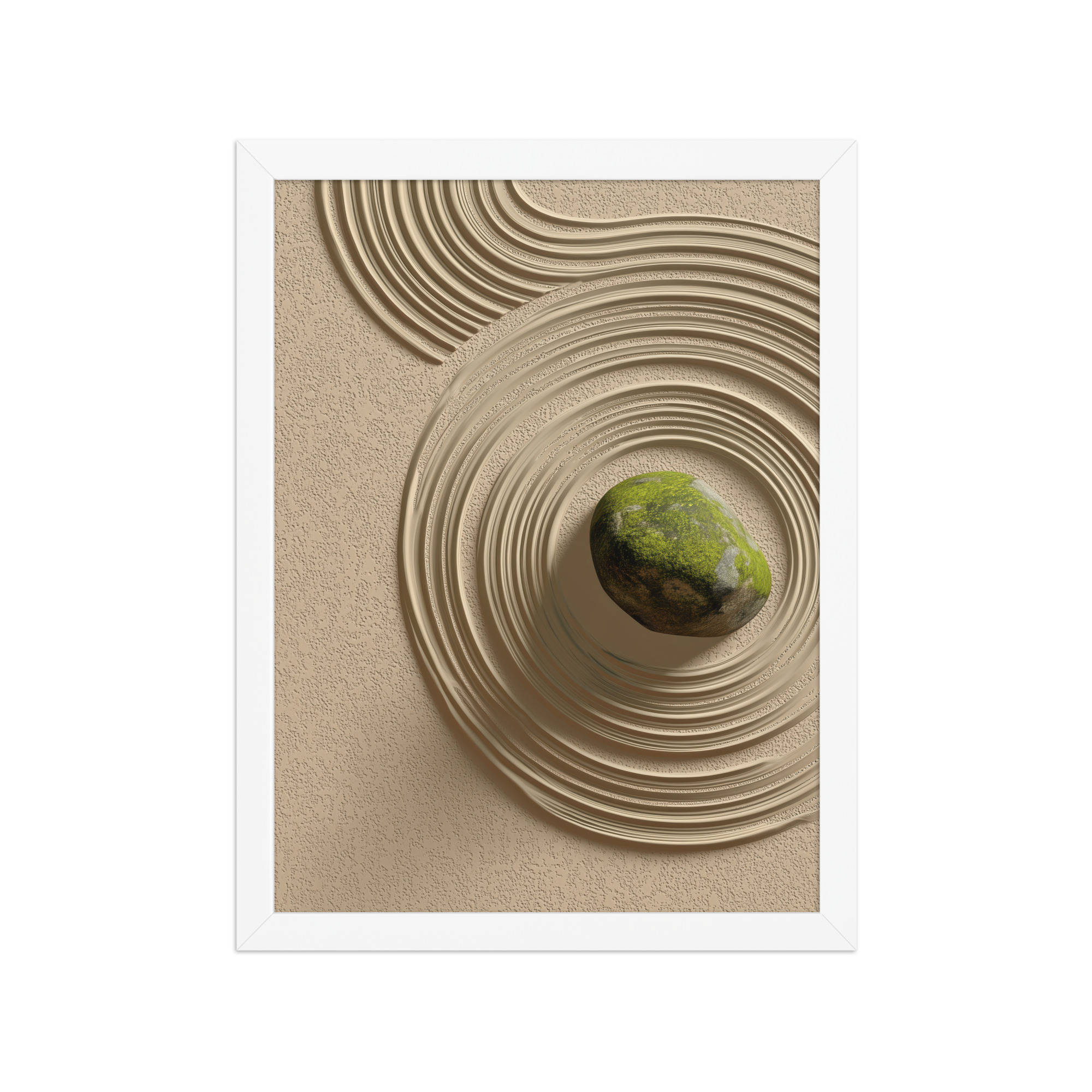 enhanced-matte-paper-framed-poster-in-white-12x16-front-68f9e5b7c7df0.jpg Zen Garden Harmony – Moss Stone I Minimal Wall Art – Framed Poster - Image 17