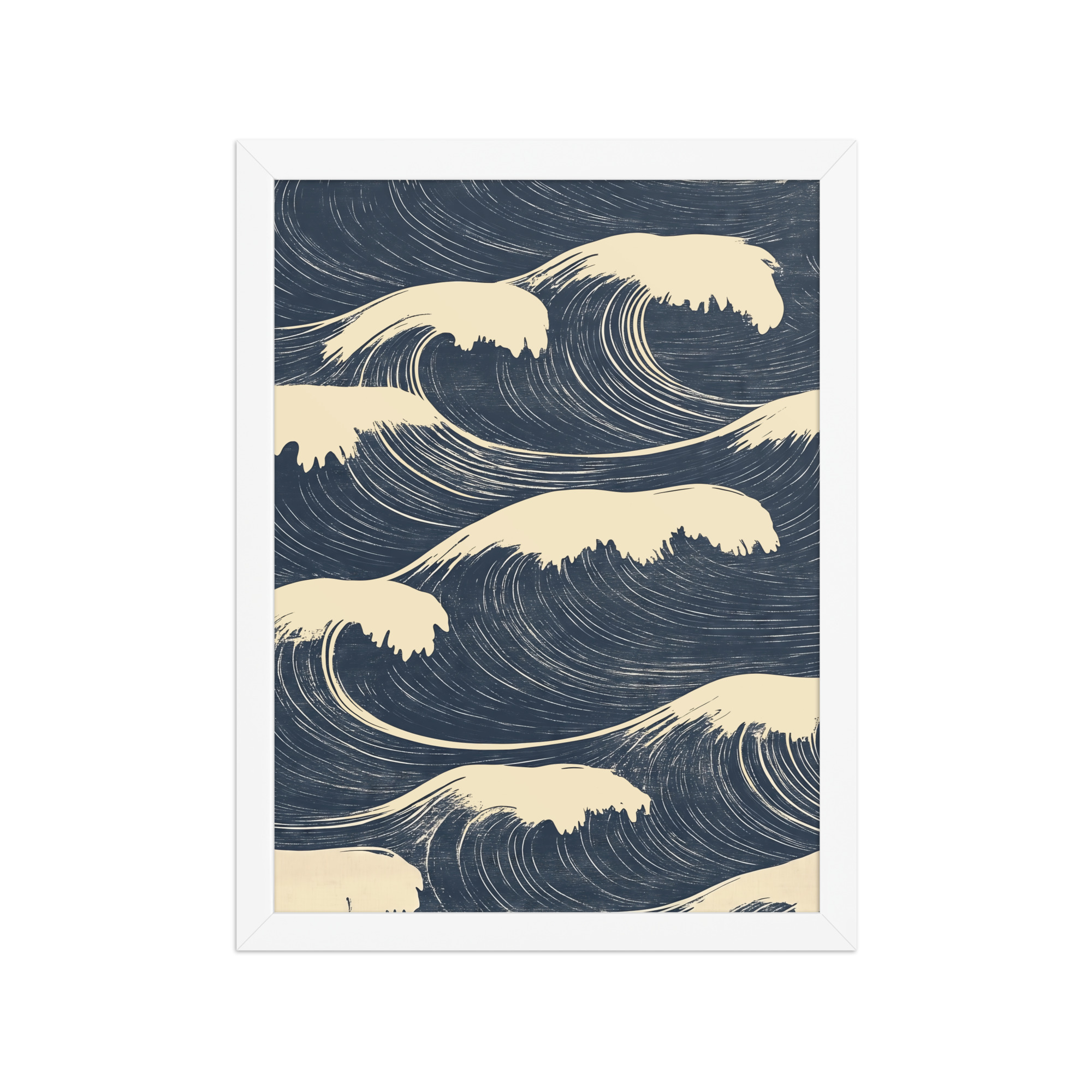 enhanced-matte-paper-framed-poster-in-white-12x16-front-68f9f16a70c10.jpg Edo Waves – Bold Indigo Ukiyo-e Ocean Pattern Wall Art – Framed Poster - Image 17