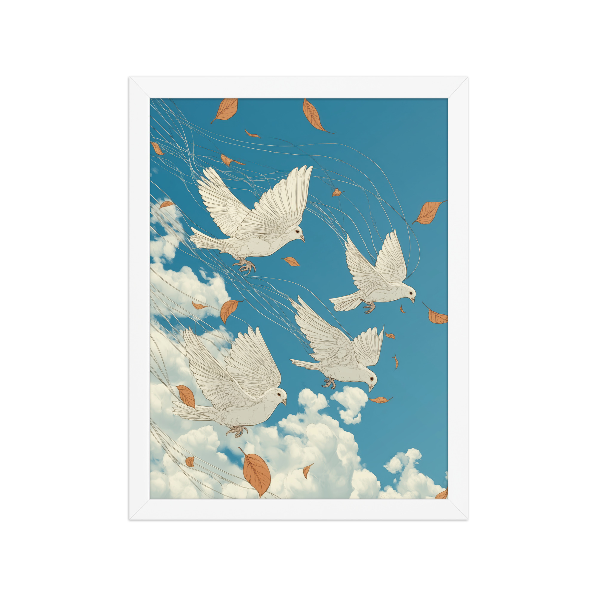 enhanced-matte-paper-framed-poster-in-white-12x16-front-68f9f7504ecf6.jpg White Doves in Wind (Hokusai) – Autumn Leaves in Flight Ukiyo-e Wall Decor – Framed Poster - Image 14