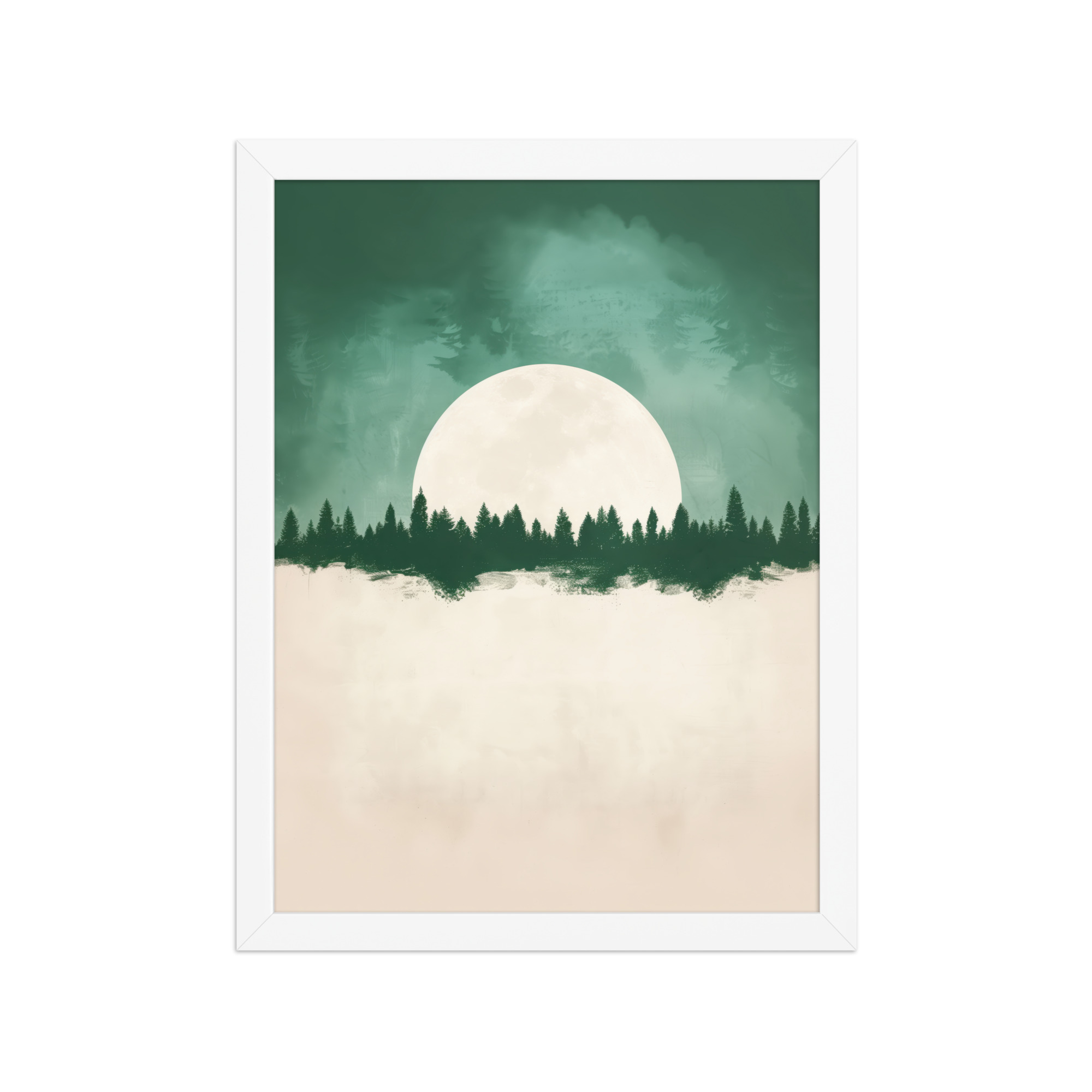 enhanced-matte-paper-framed-poster-in-white-12x16-front-68f9fe4f64fd4.jpg Forest Glow Under a Full Moon — Minimal Landscape Wall Decor — Framed Poster - Image 16