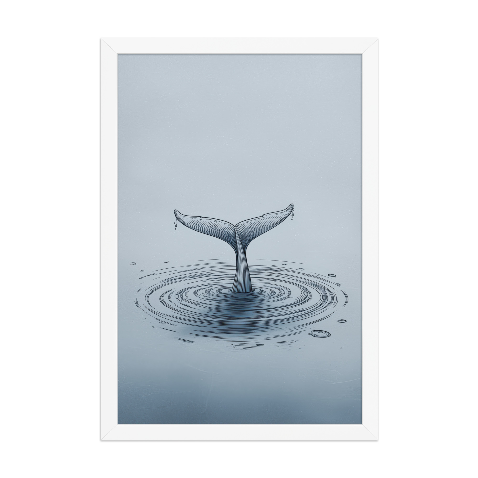 enhanced-matte-paper-framed-poster-in-white-12x18-front-68f8b841e1fa1.jpg Ripple Beneath – Whale Tail Surfacing Minimal Ocean Wall Art in Cool Blues — Framed Poster - Image 20