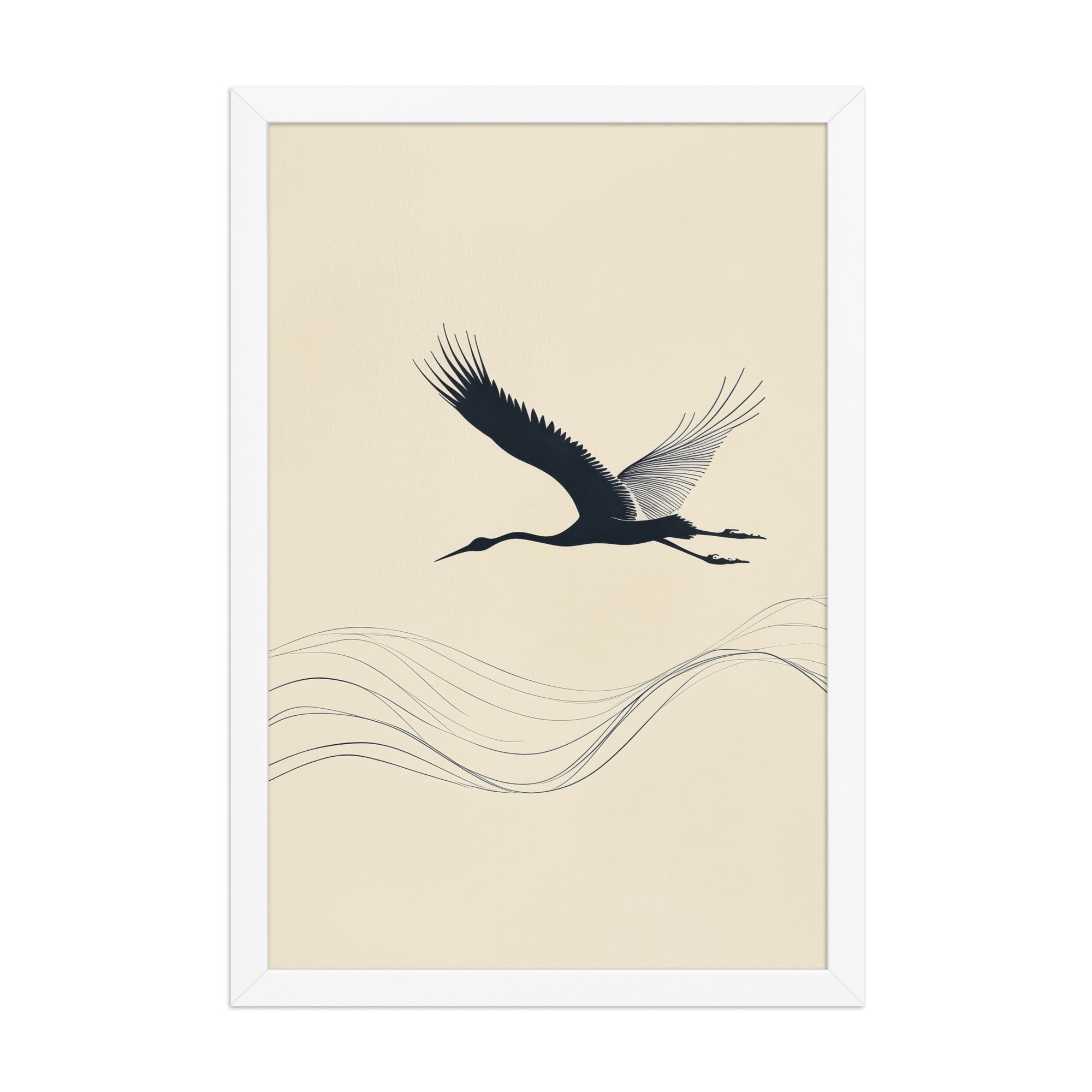 enhanced-matte-paper-framed-poster-in-white-12x18-front-68f8ffc050c05.jpg Graceful Ascent — Minimal Crane Silhouette with Flowing Lines Wall Decor — Framed Poster - Image 20