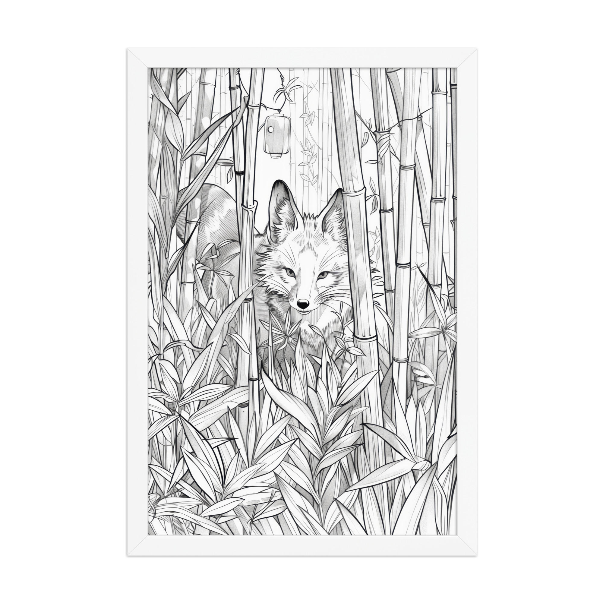 enhanced-matte-paper-framed-poster-in-white-12x18-front-68f903bc15ff4.jpg Fox Spirit in Bamboo Forest — Fox Among Bamboo Wall Decor — Framed Poster - Image 20