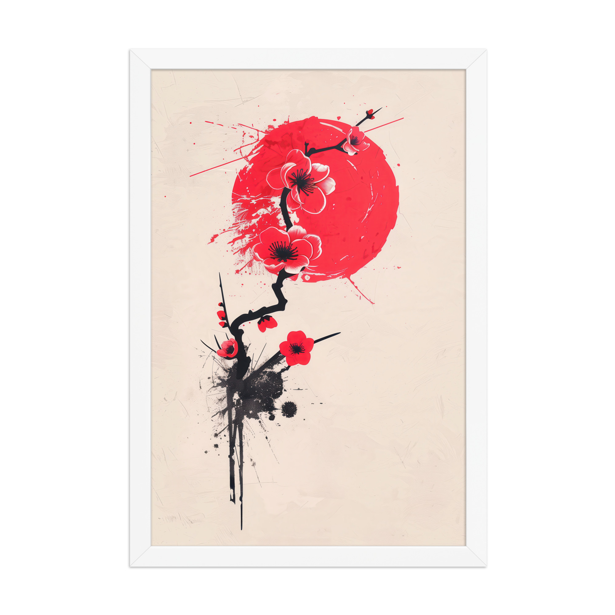 enhanced-matte-paper-framed-poster-in-white-12x18-front-68f91b70480f8.jpg Crimson Blossoms — Calligraphy Cherry Branch Japandi Wall Art — Framed Poster - Image 20