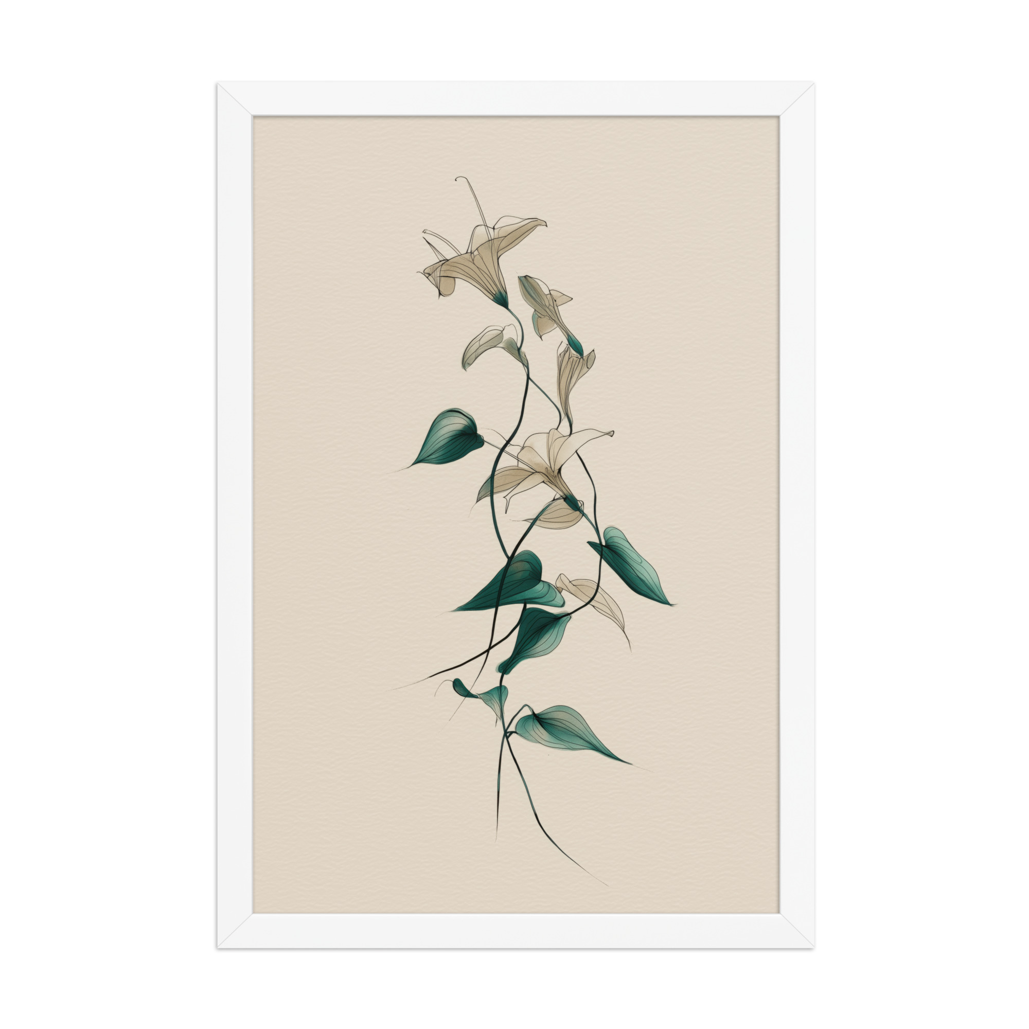 enhanced-matte-paper-framed-poster-in-white-12x18-front-68f91e0a48657.jpg Lily Flow — Japandi Floral Line-Art Decor Lilies — Framed Poster - Image 20