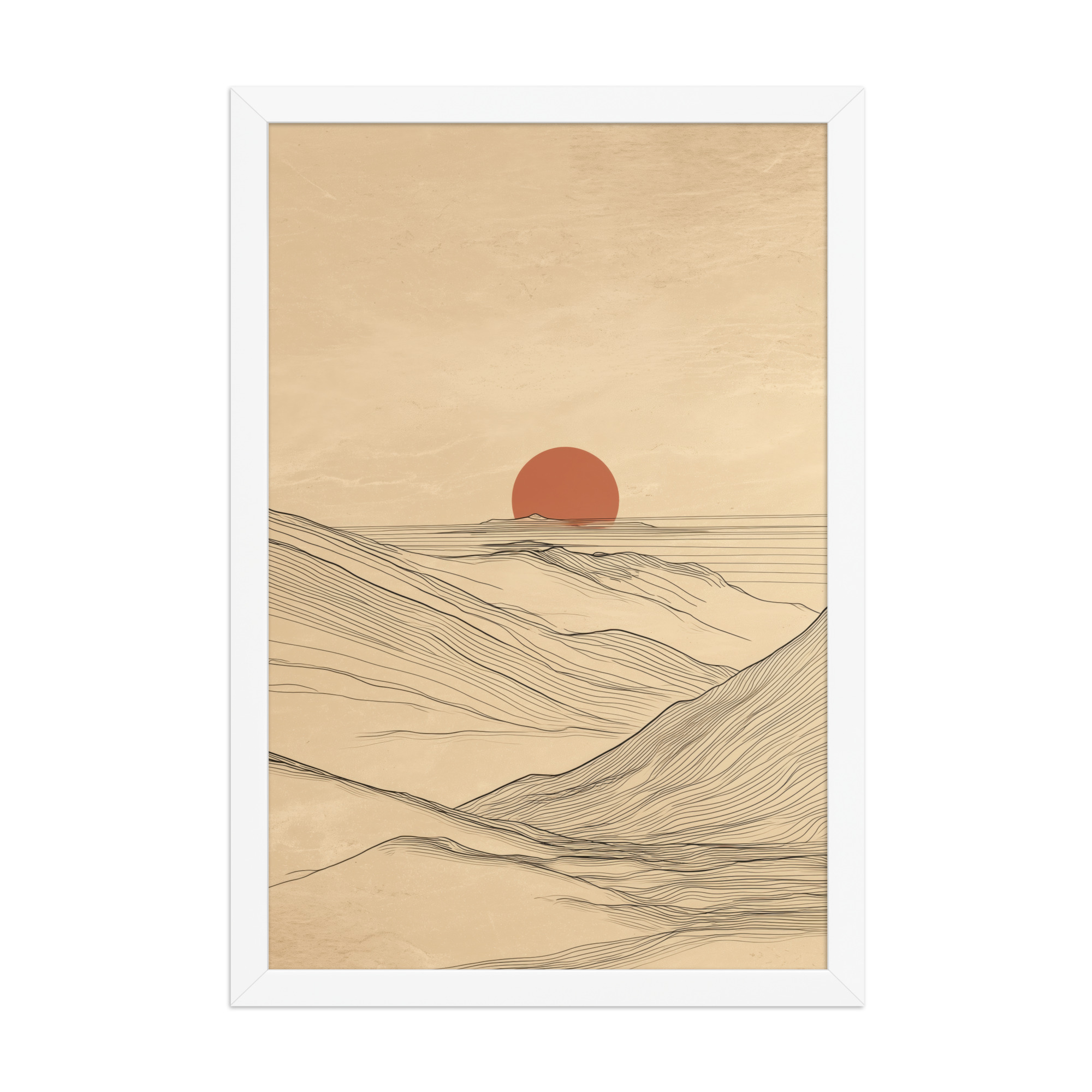 enhanced-matte-paper-framed-poster-in-white-12x18-front-68f9c56ba00f4.jpg Desert Horizon — Japandi Desert Line Landscape Wall Art — Framed Poster - Image 14