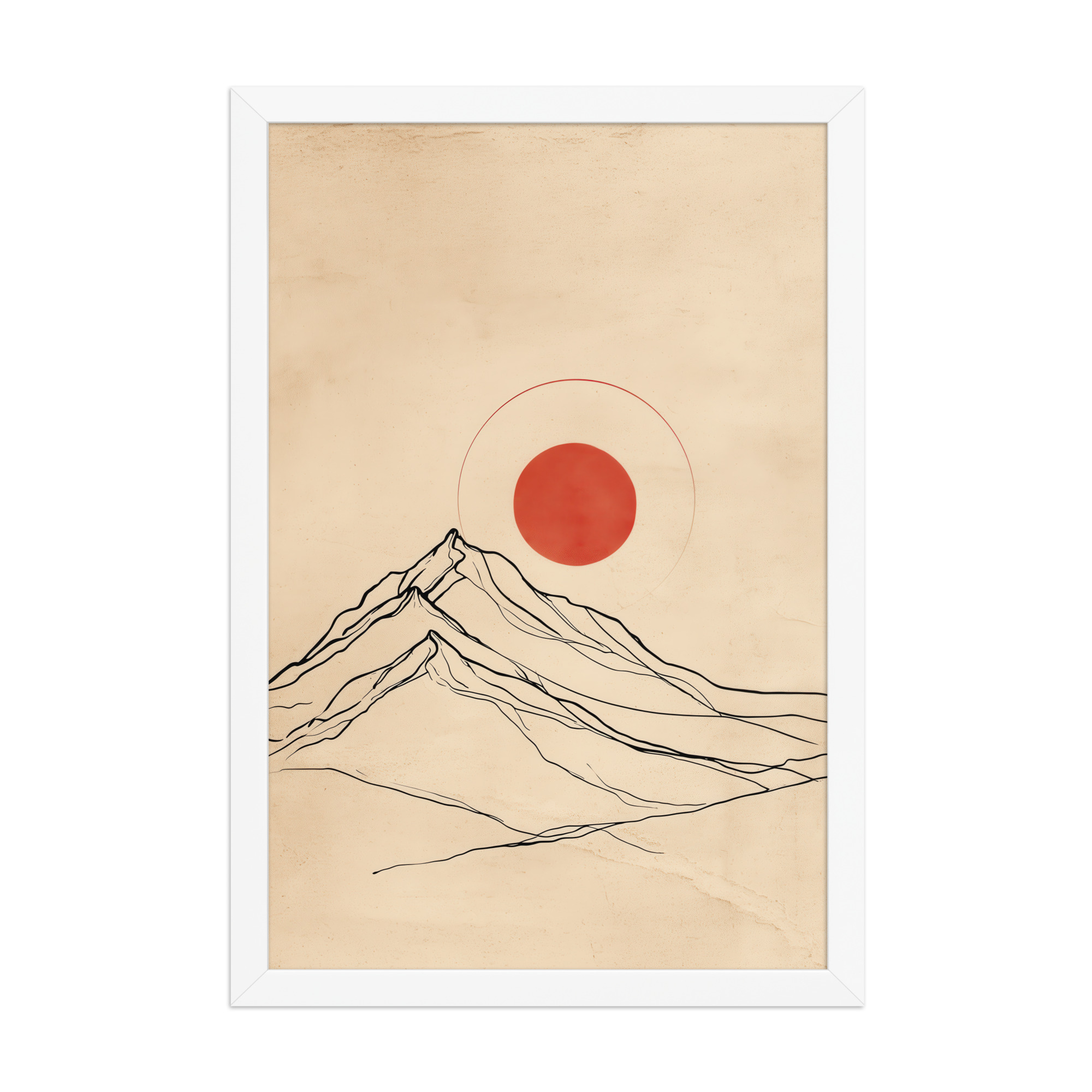 enhanced-matte-paper-framed-poster-in-white-12x18-front-68f9c98ca67a1.jpg Eternal Sun — Minimal Mountain and Red Sun Wall Art — Framed Poster - Image 14