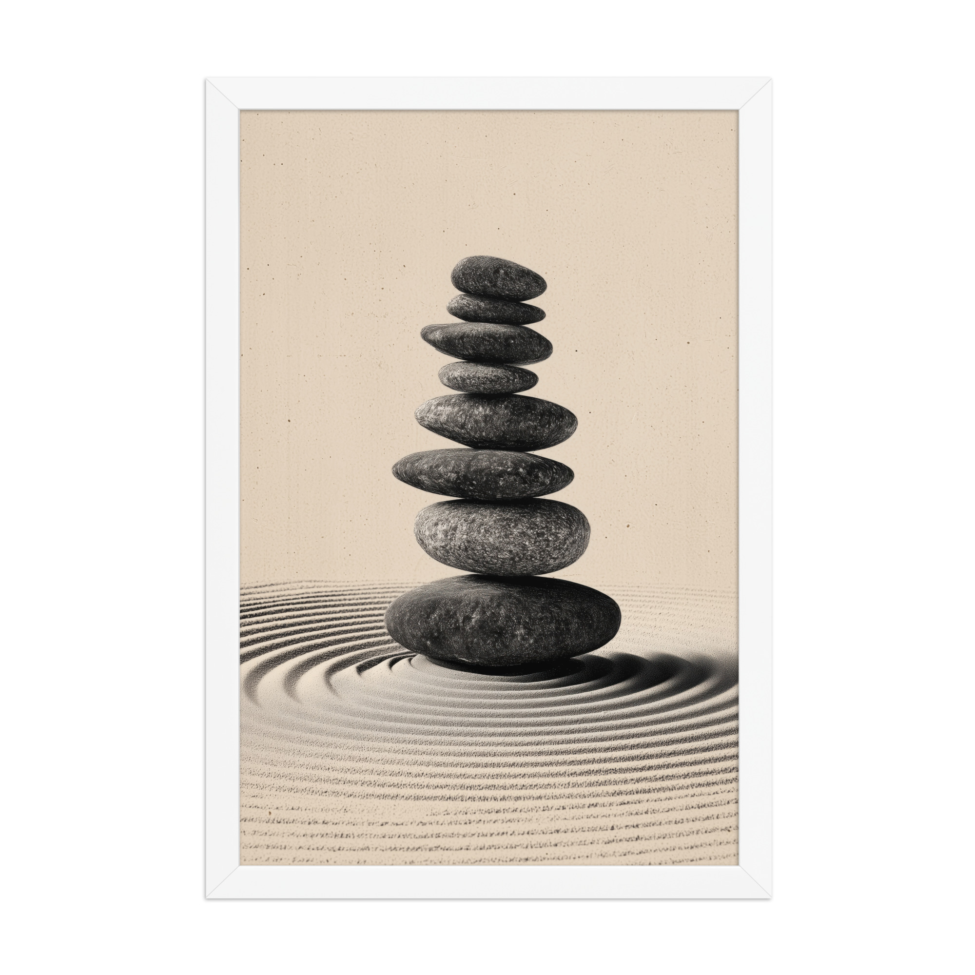 enhanced-matte-paper-framed-poster-in-white-12x18-front-68f9e460c06dd.jpg Balanced Stillness – Stacked Stones I Neutral Zen Stones Wall Art – Framed Poster - Image 20