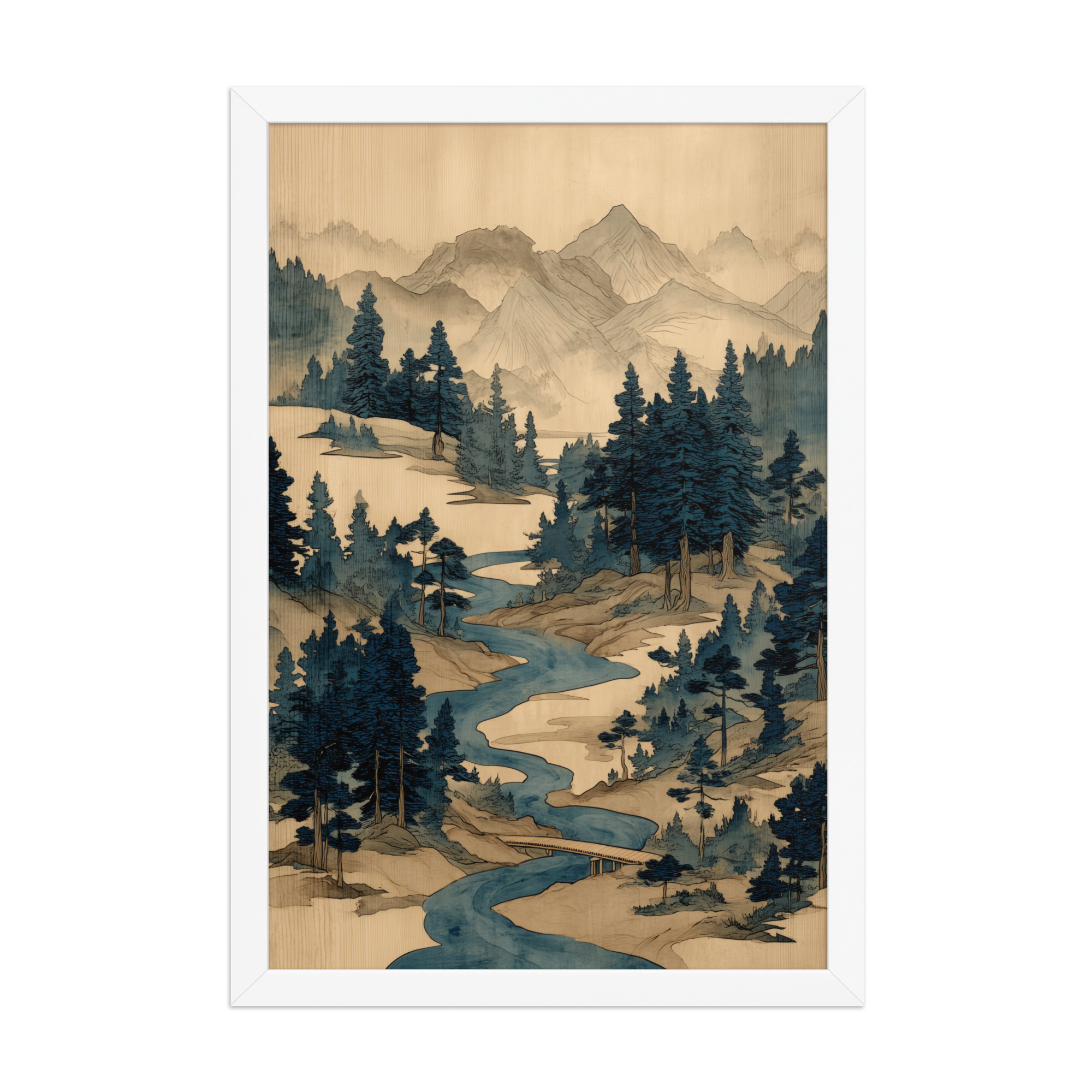 enhanced-matte-paper-framed-poster-in-white-12x18-front-68f9f793e0f84.jpg Winding River Pines – Ukiyo-e Mountain Stream Landscape Wall Art – Framed Poster - Image 20