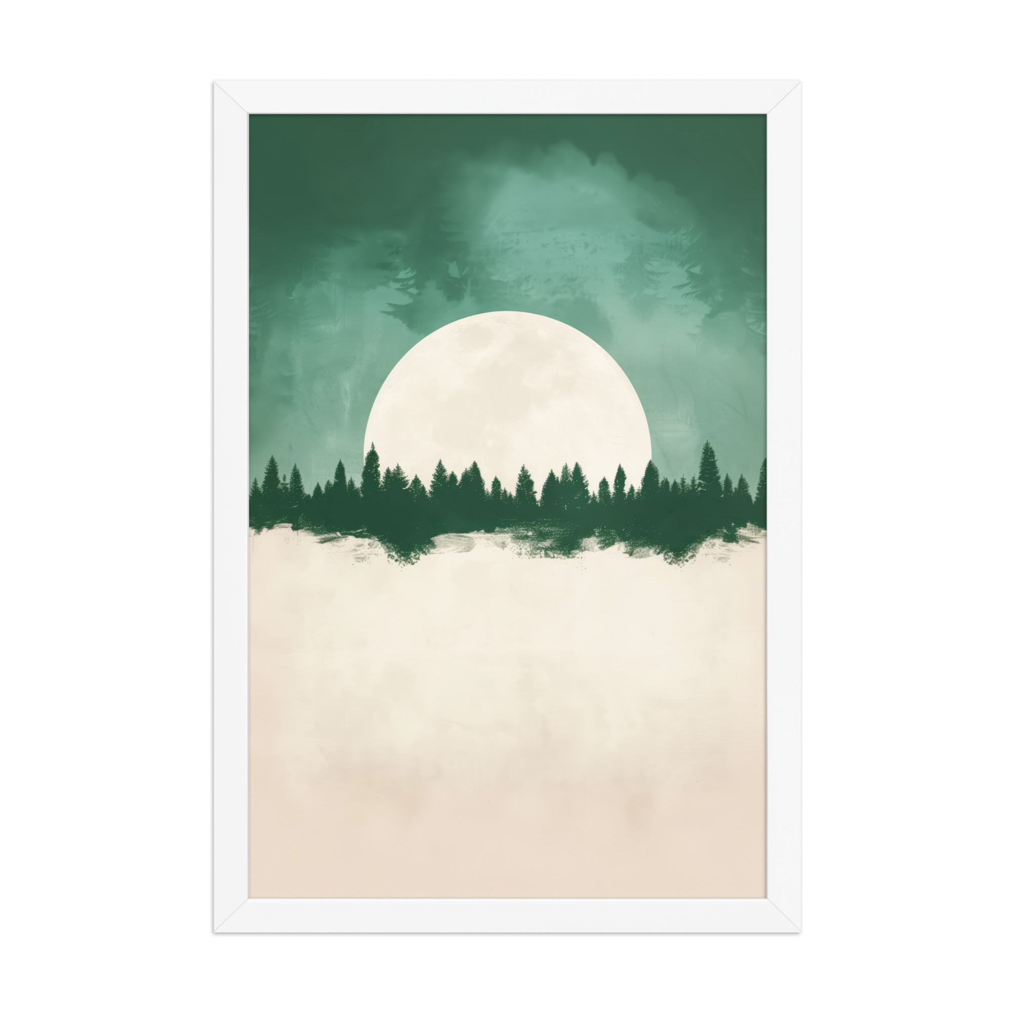 enhanced-matte-paper-framed-poster-in-white-12x18-front-68f9fe4f650a6.jpg Forest Glow Under a Full Moon — Minimal Landscape Wall Decor — Framed Poster - Image 17