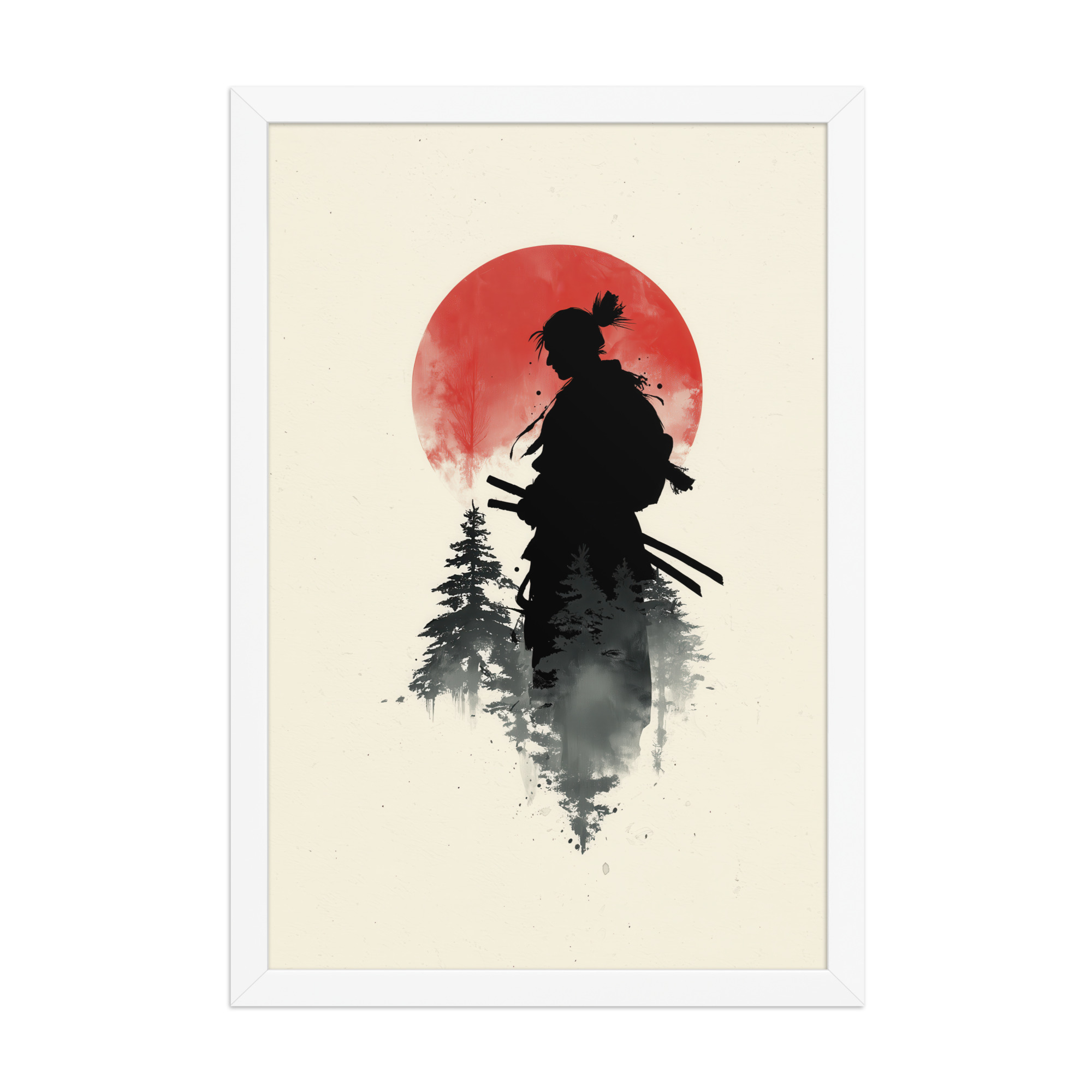 enhanced-matte-paper-framed-poster-in-white-12x18-front-68fa15d35986e.jpg Silent Watch Samurai II – Minimalist Japandi Samurai Minimal Japanese Decor – Framed Poster - Image 20