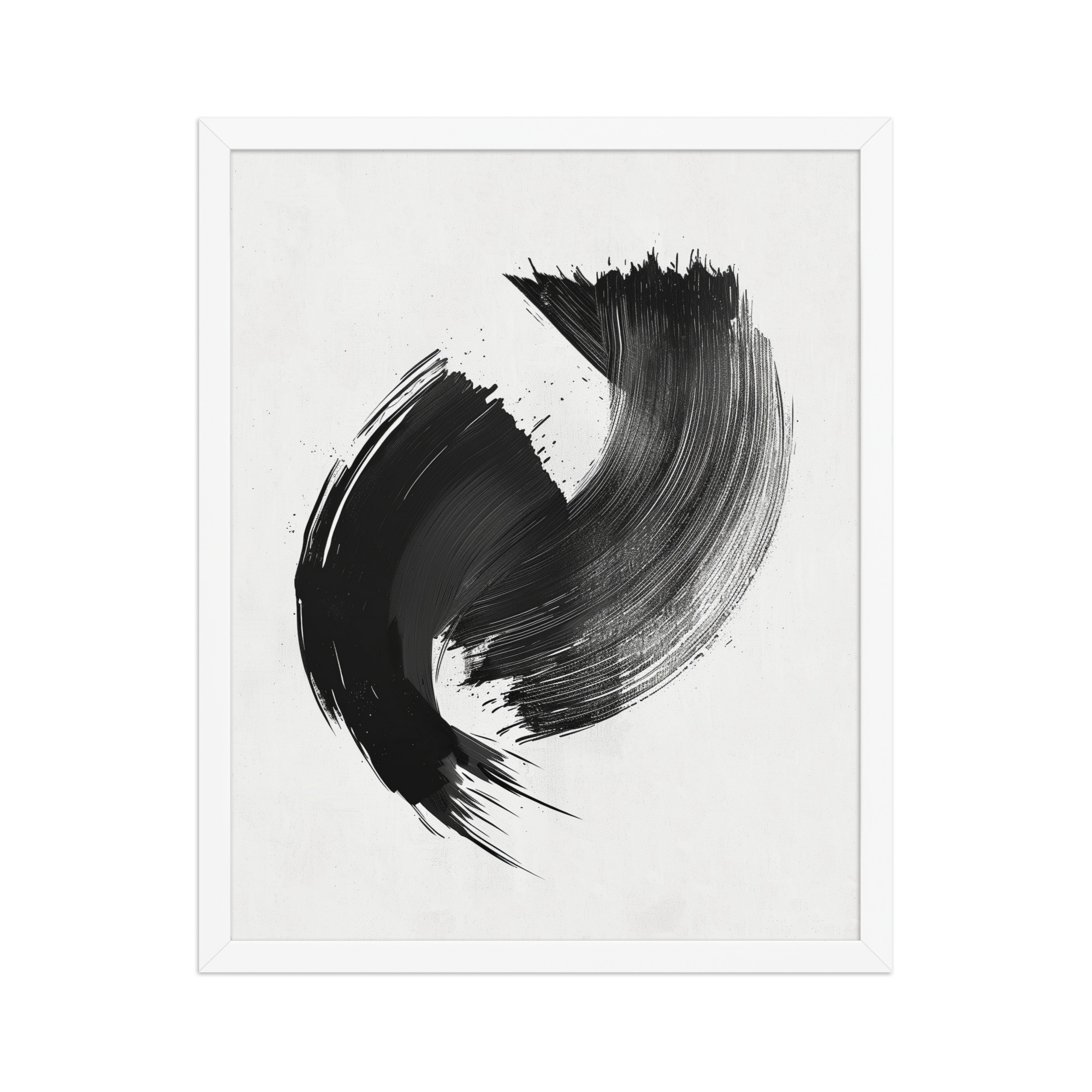enhanced-matte-paper-framed-poster-in-white-16x20-front-68f88ea6d3f22.jpg Brushstroke Swirl — Zen Sumi-e Ink Abstract Wall Decor — Framed Poster - Image 16