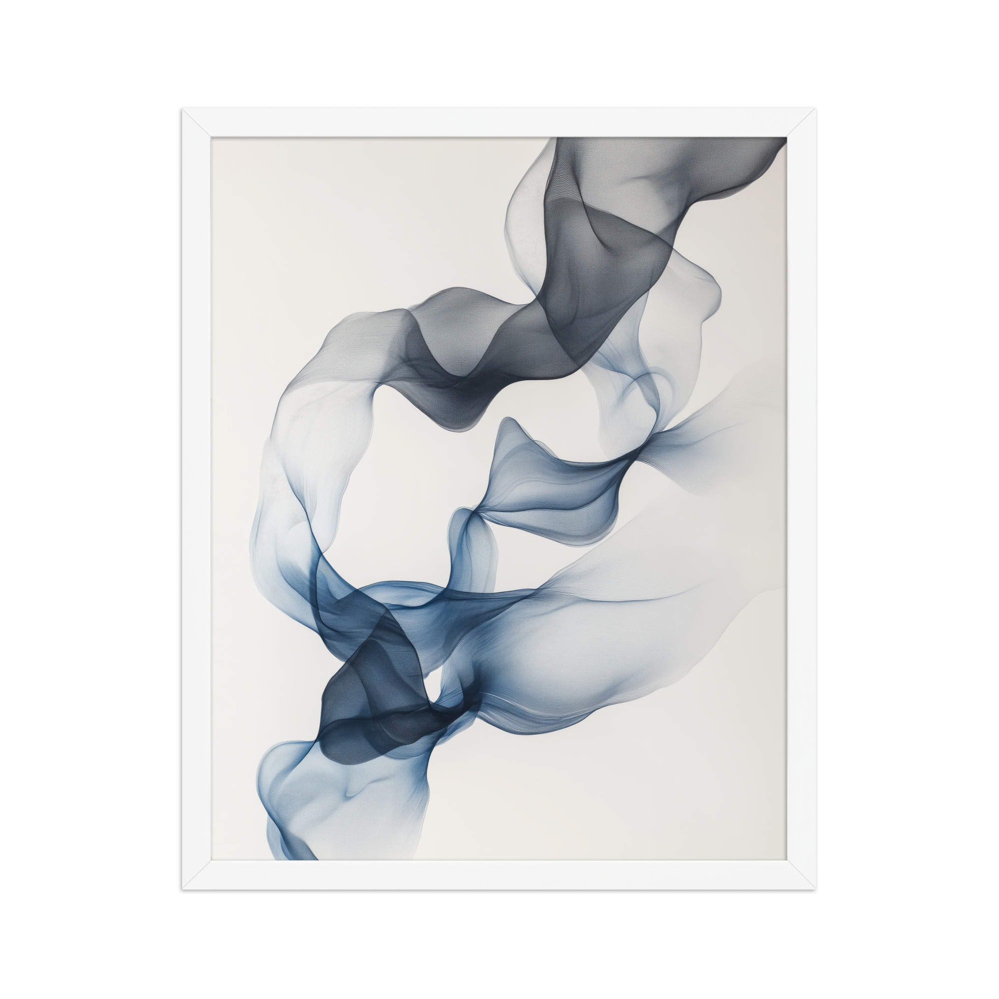 enhanced-matte-paper-framed-poster-in-white-16x20-front-68f890a75ed04.jpg Ethereal Smoke Dance — Floating Blue-Grey Ribbon Abstract Wall Art — Framed Poster - Image 5