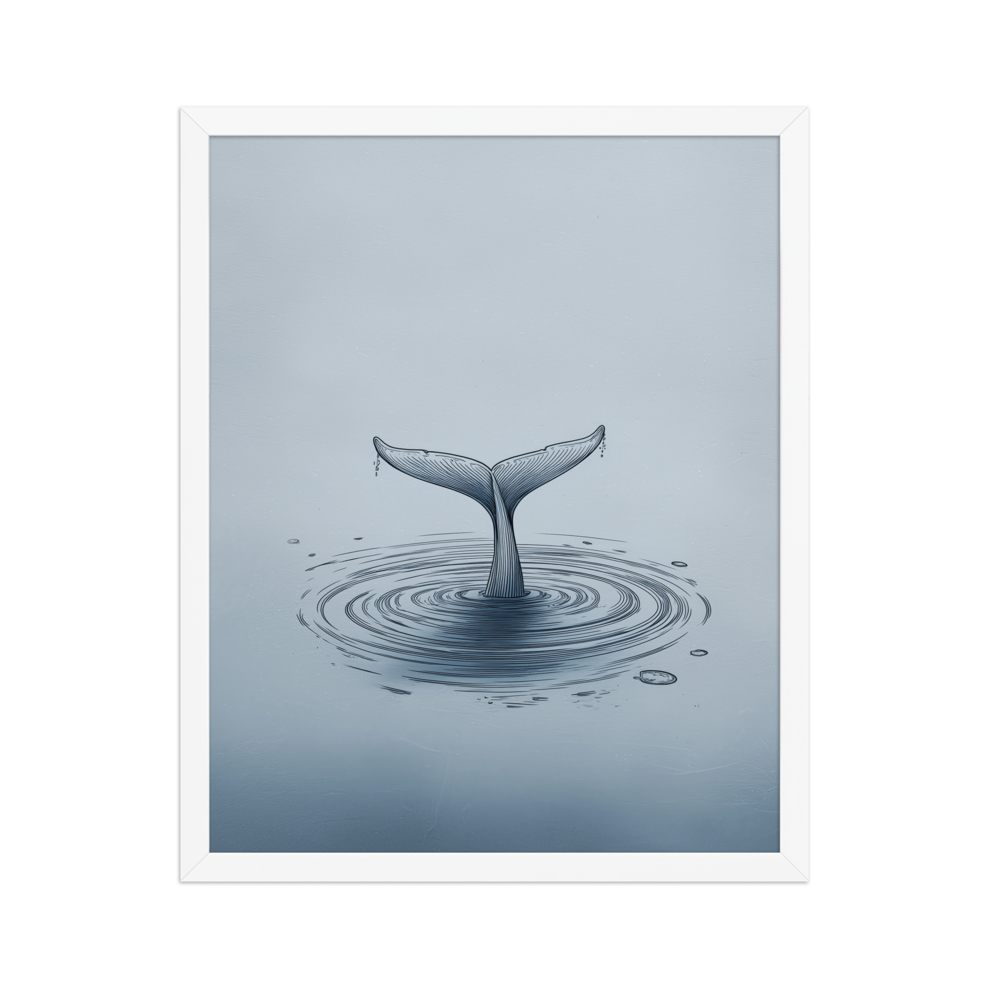 enhanced-matte-paper-framed-poster-in-white-16x20-front-68f8b841e2028.jpg Ripple Beneath – Whale Tail Surfacing Minimal Ocean Wall Art in Cool Blues — Framed Poster - Image 21