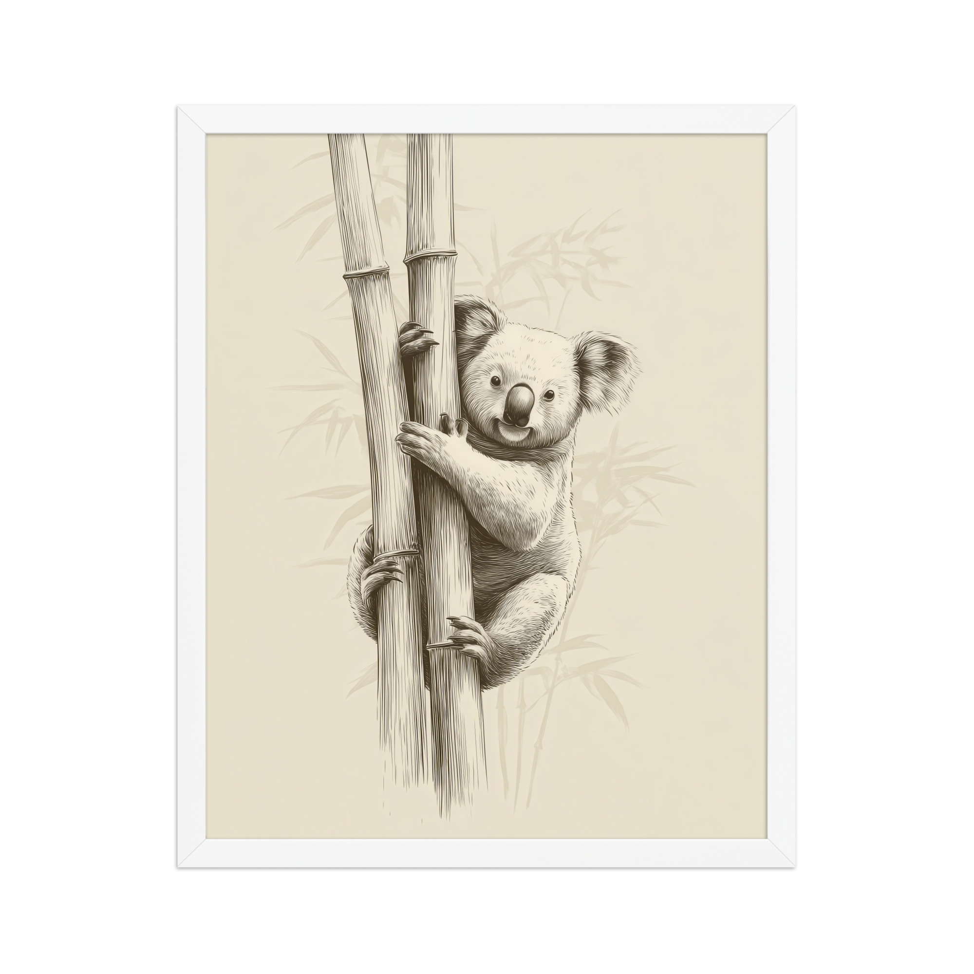 enhanced-matte-paper-framed-poster-in-white-16x20-front-68f8bef3127fd.jpg Koala Bamboo I — Koala Illustration in Warm Neutrals Wall Decor — Framed Poster - Image 21
