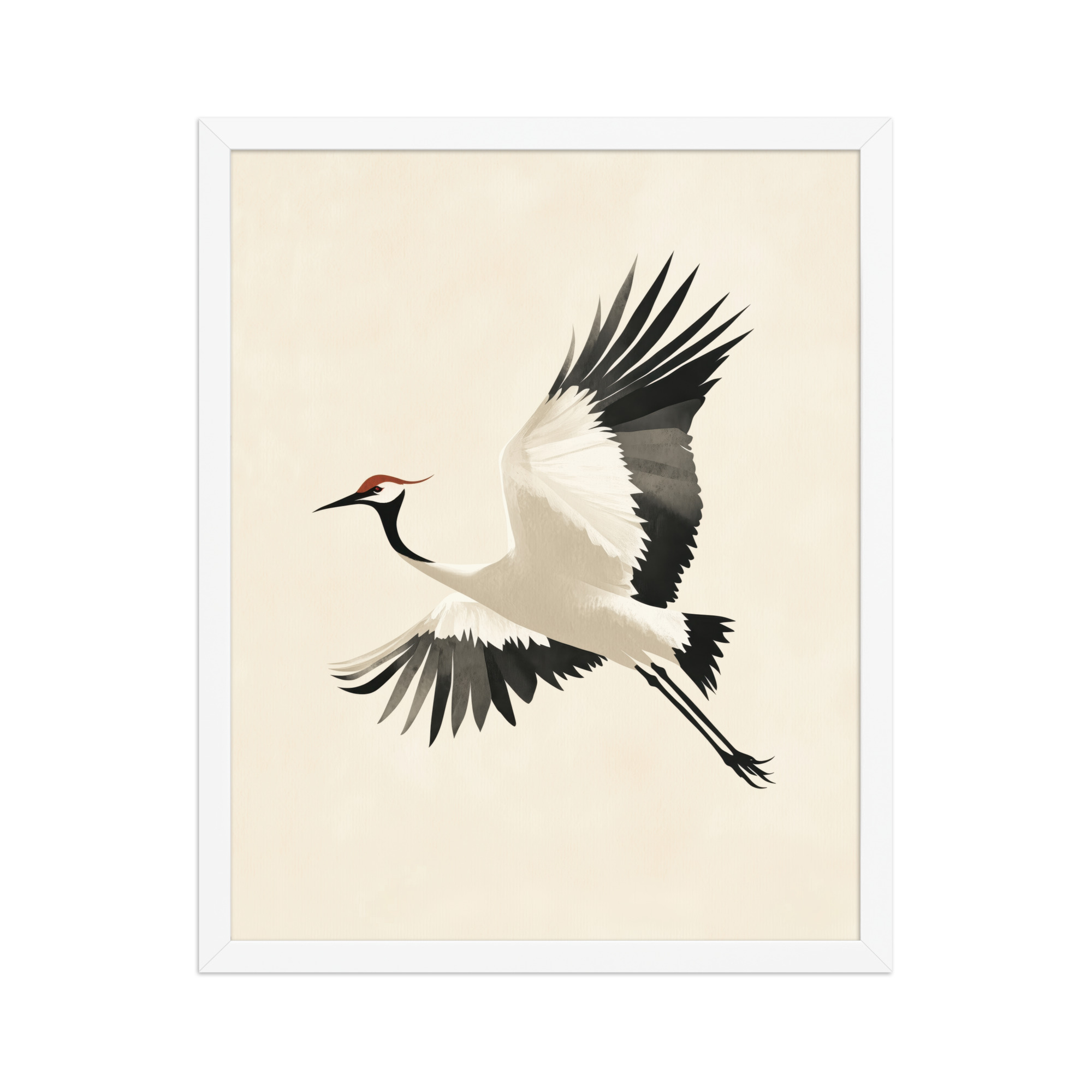 enhanced-matte-paper-framed-poster-in-white-16x20-front-68f90047ca3c1.jpg Graceful Crane in Flight — Red-Crowned Flying Crane Wall Art — Framed Poster - Image 21