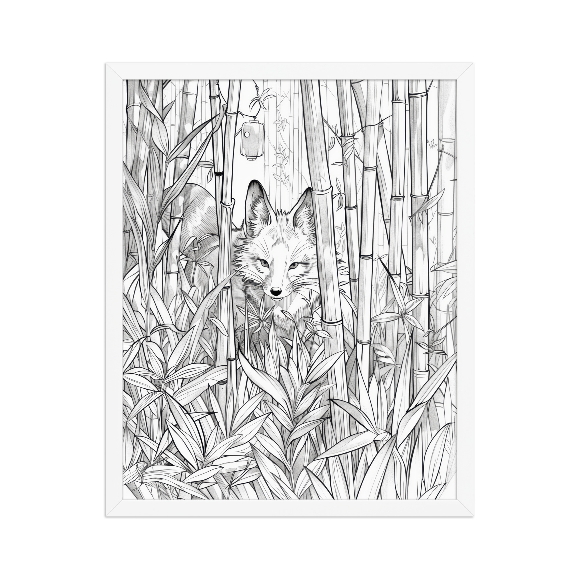 enhanced-matte-paper-framed-poster-in-white-16x20-front-68f903bc16077.jpg Fox Spirit in Bamboo Forest — Fox Among Bamboo Wall Decor — Framed Poster - Image 21