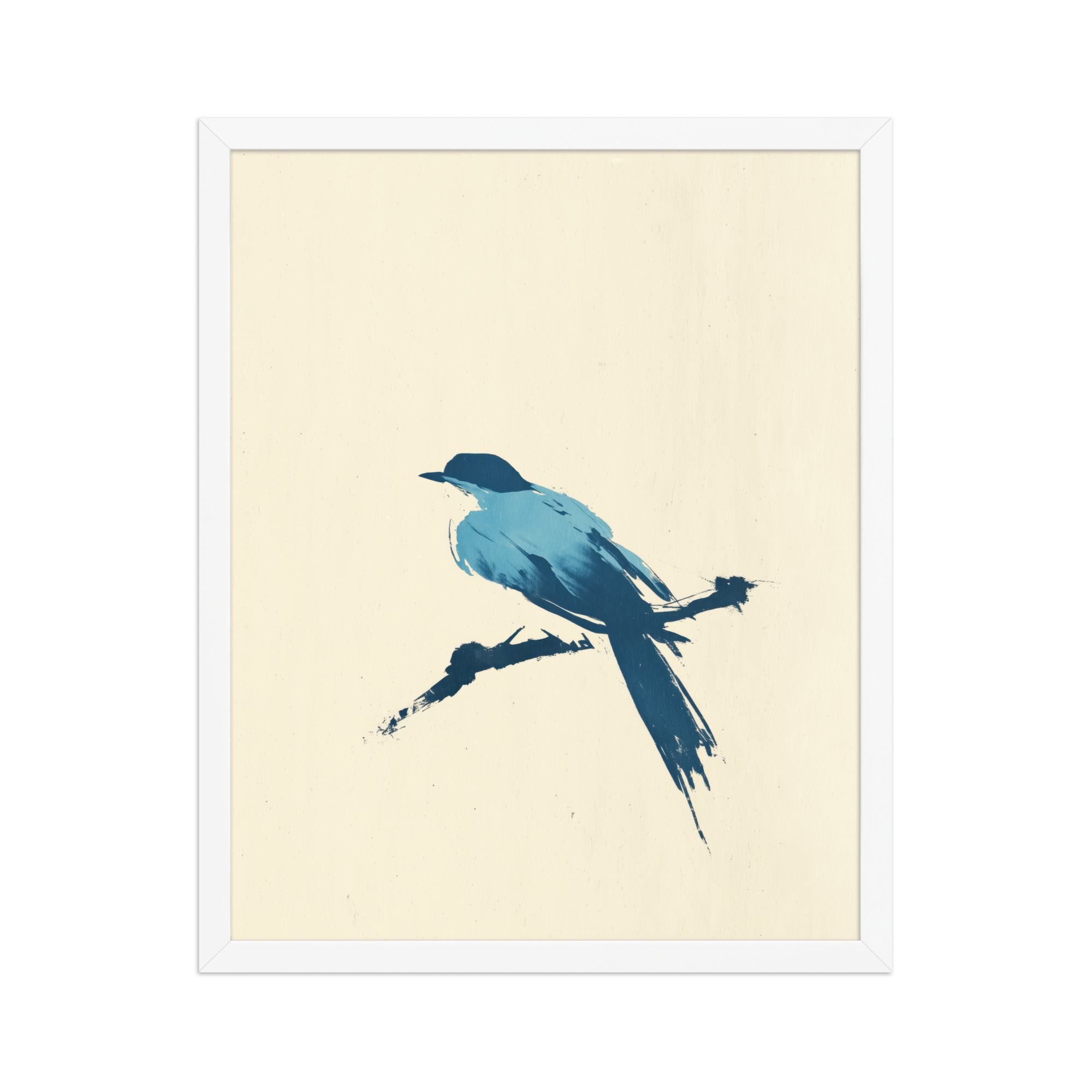enhanced-matte-paper-framed-poster-in-white-16x20-front-68f906d592477.jpg Bluebird Perch — Minimal Brush Bird on Branch Wall Decor — Framed Poster - Image 21