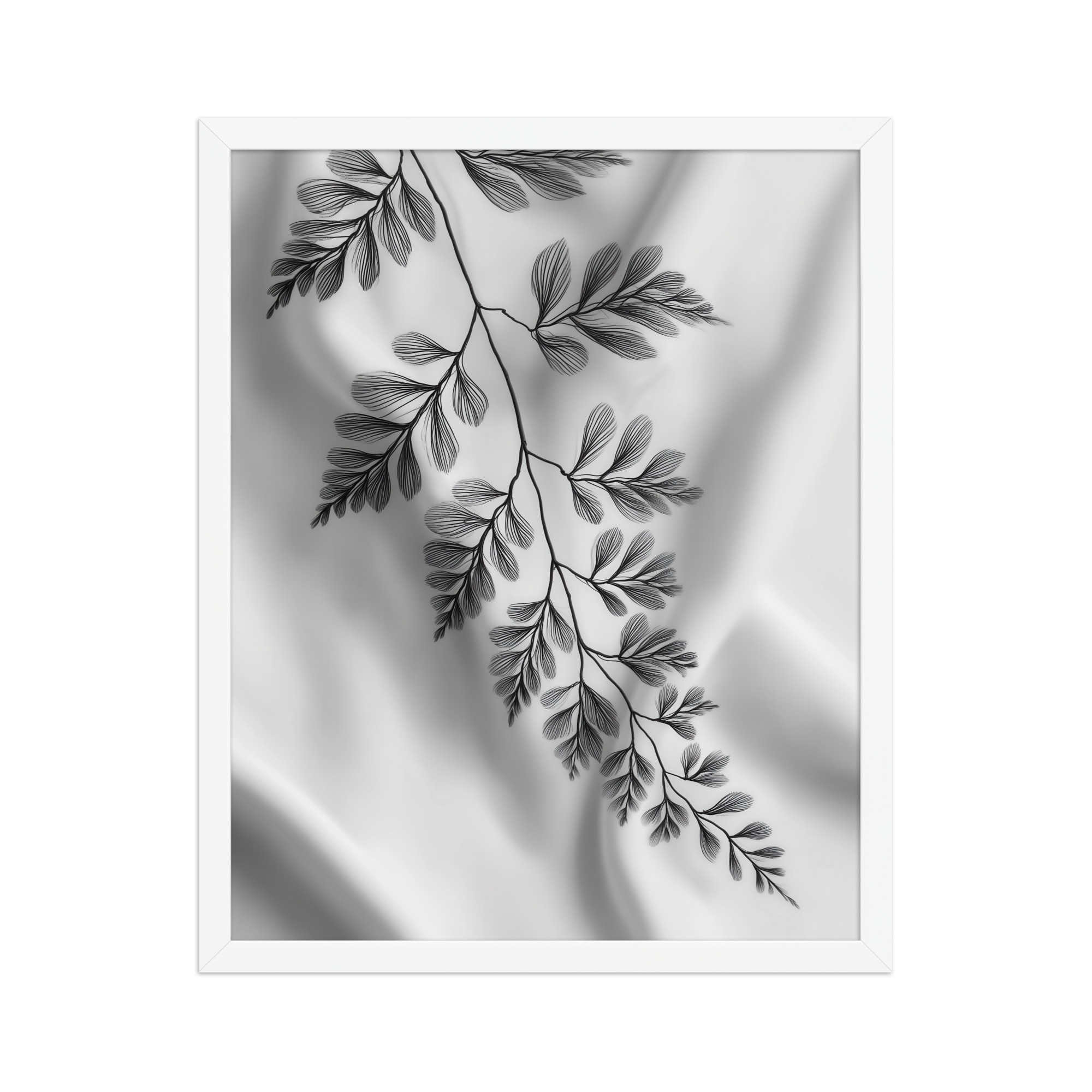 enhanced-matte-paper-framed-poster-in-white-16x20-front-68f909383e7cf.jpg Fern of Still Shadows — Botanical Ink Wall Decor — Framed Poster - Image 12