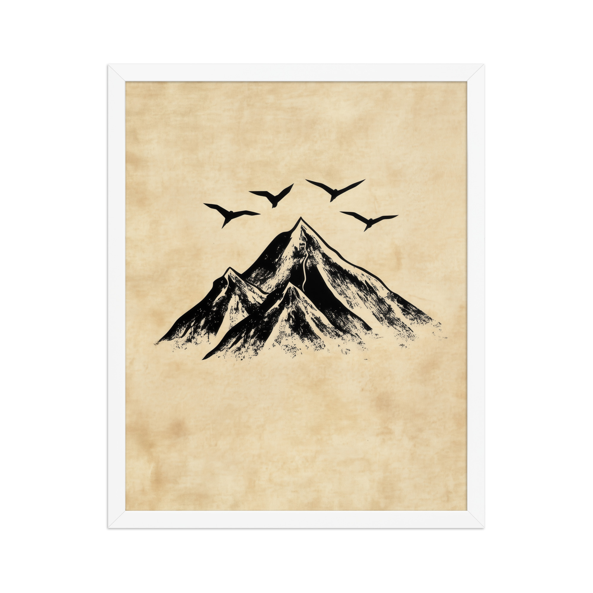 enhanced-matte-paper-framed-poster-in-white-16x20-front-68f91cab2cbdf.jpg Four Peaks in Ink — Mountain Landscape Wall Art — Framed Poster - Image 16