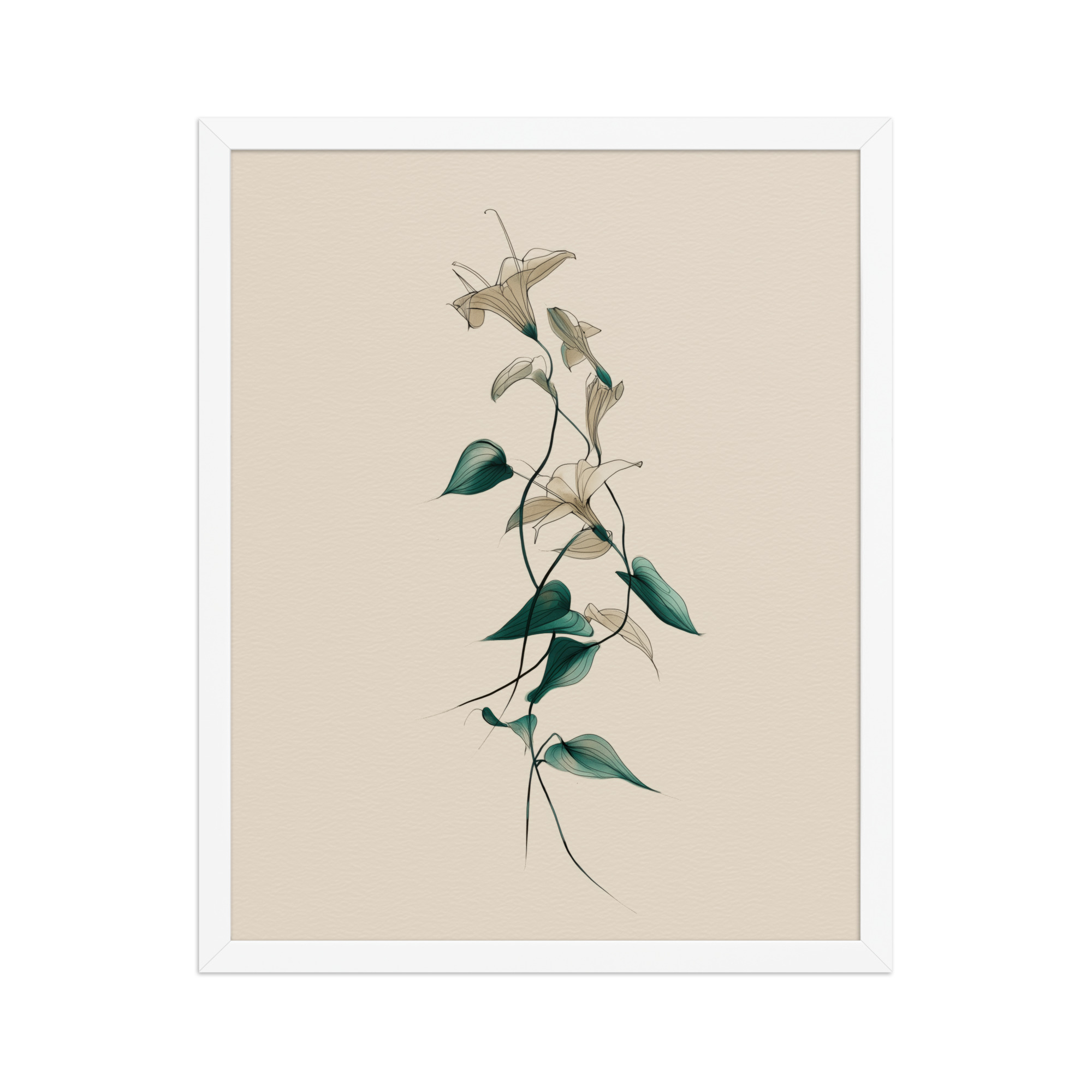 enhanced-matte-paper-framed-poster-in-white-16x20-front-68f91e0a486fb.jpg Lily Flow — Japandi Floral Line-Art Decor Lilies — Framed Poster - Image 21