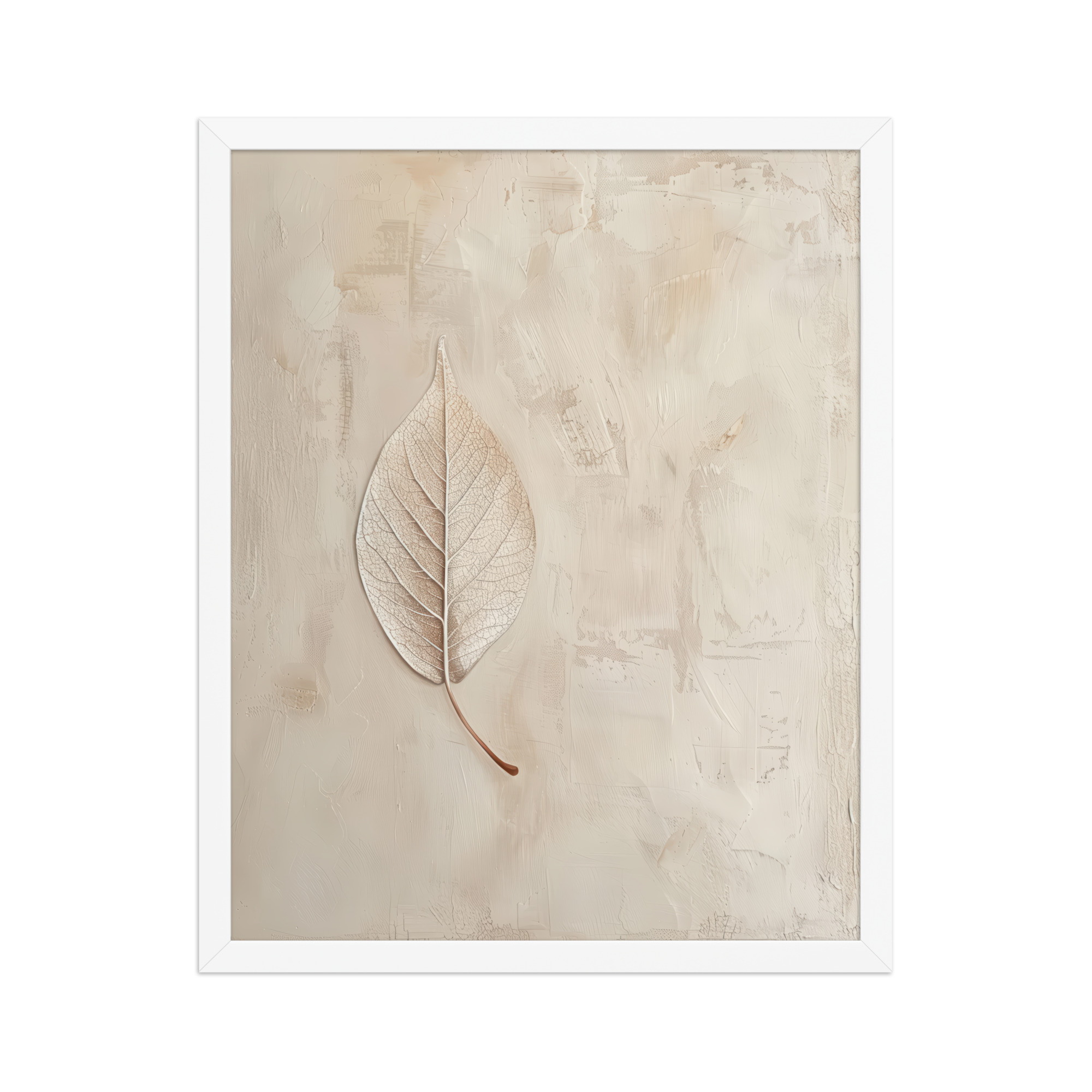 enhanced-matte-paper-framed-poster-in-white-16x20-front-68f9c345b3da6.jpg Wabi-Sabi Leaf II — Neutral Textured Botanical Wall Art — Framed Poster - Image 21