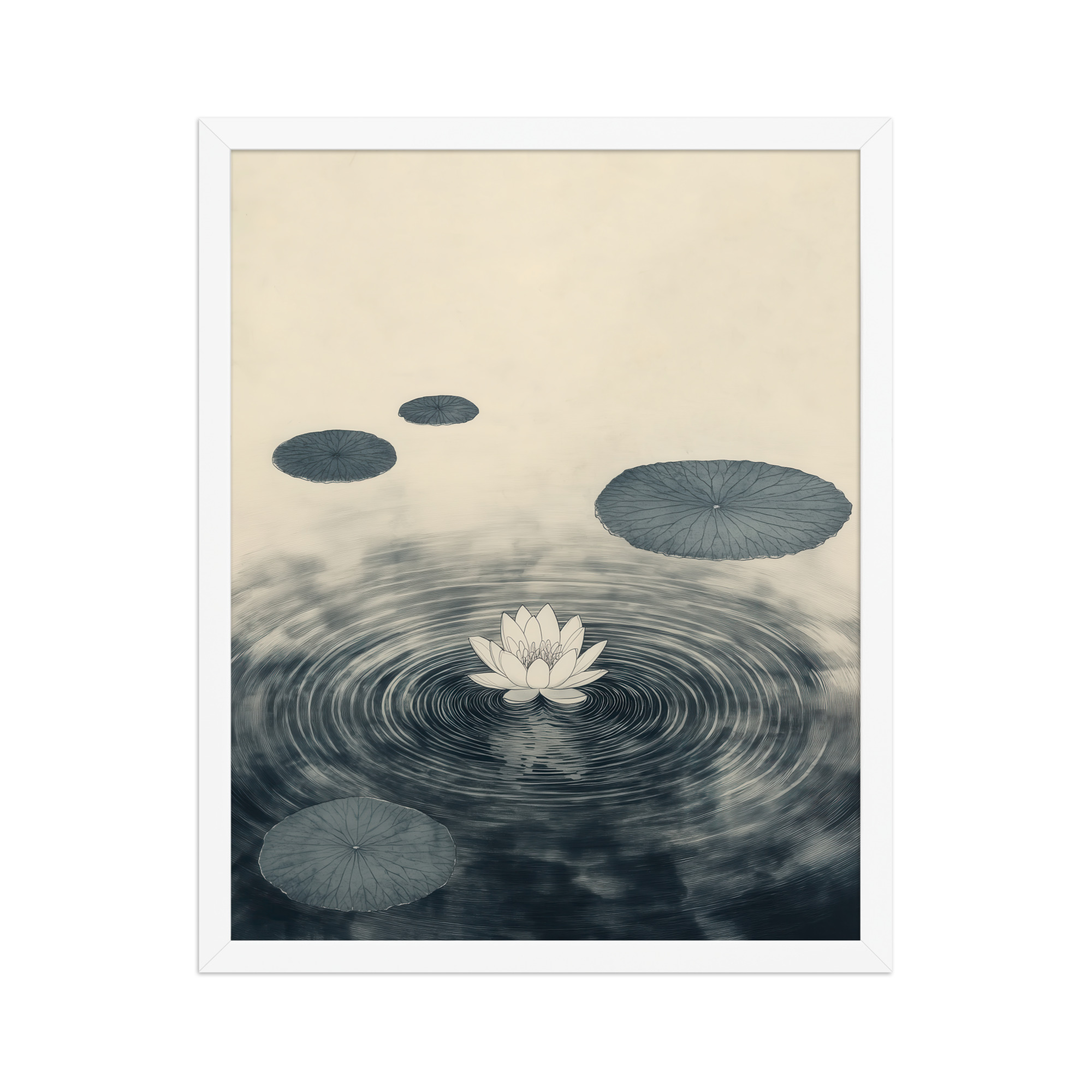 enhanced-matte-paper-framed-poster-in-white-16x20-front-68f9c52b7a111.jpg Lotus Serenity — Calming Pond Ripples Wall Art — Framed Poster - Image 9