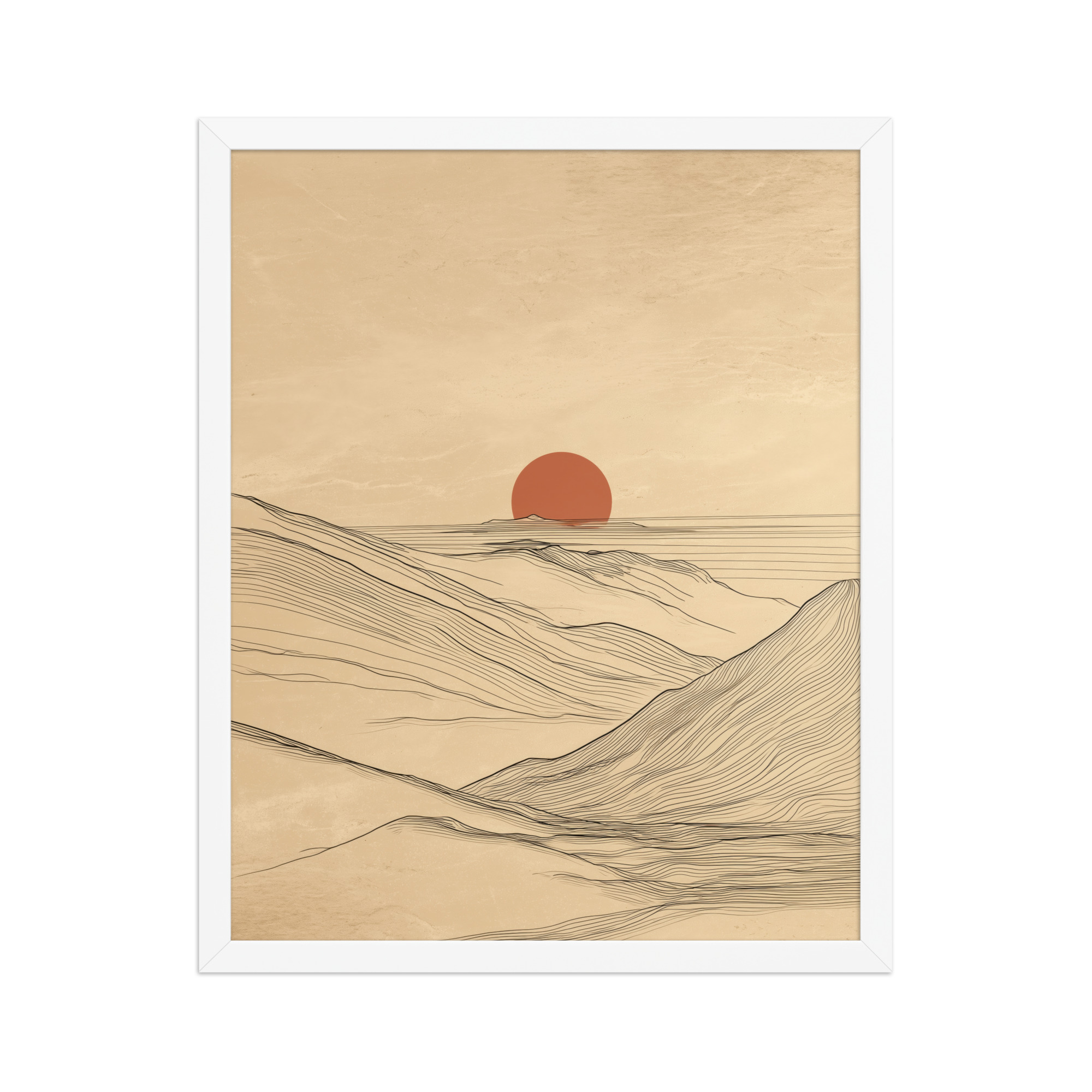 enhanced-matte-paper-framed-poster-in-white-16x20-front-68f9c56ba0180.jpg Desert Horizon — Japandi Desert Line Landscape Wall Art — Framed Poster - Image 15