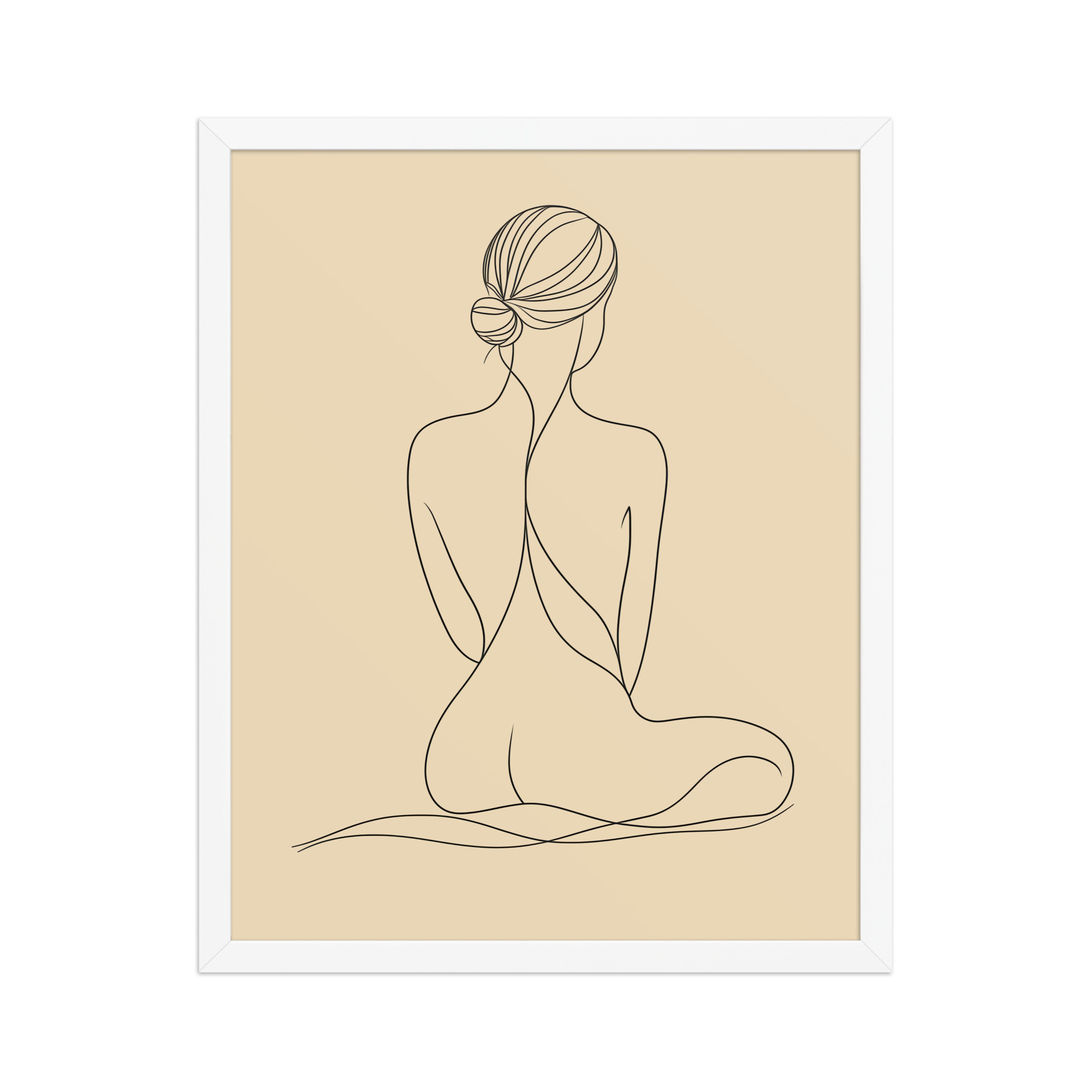enhanced-matte-paper-framed-poster-in-white-16x20-front-68f9c8d4dab26.jpg Seated Elegance On Knees — Minimalist Figure Line Wall Art — Framed Poster - Image 12