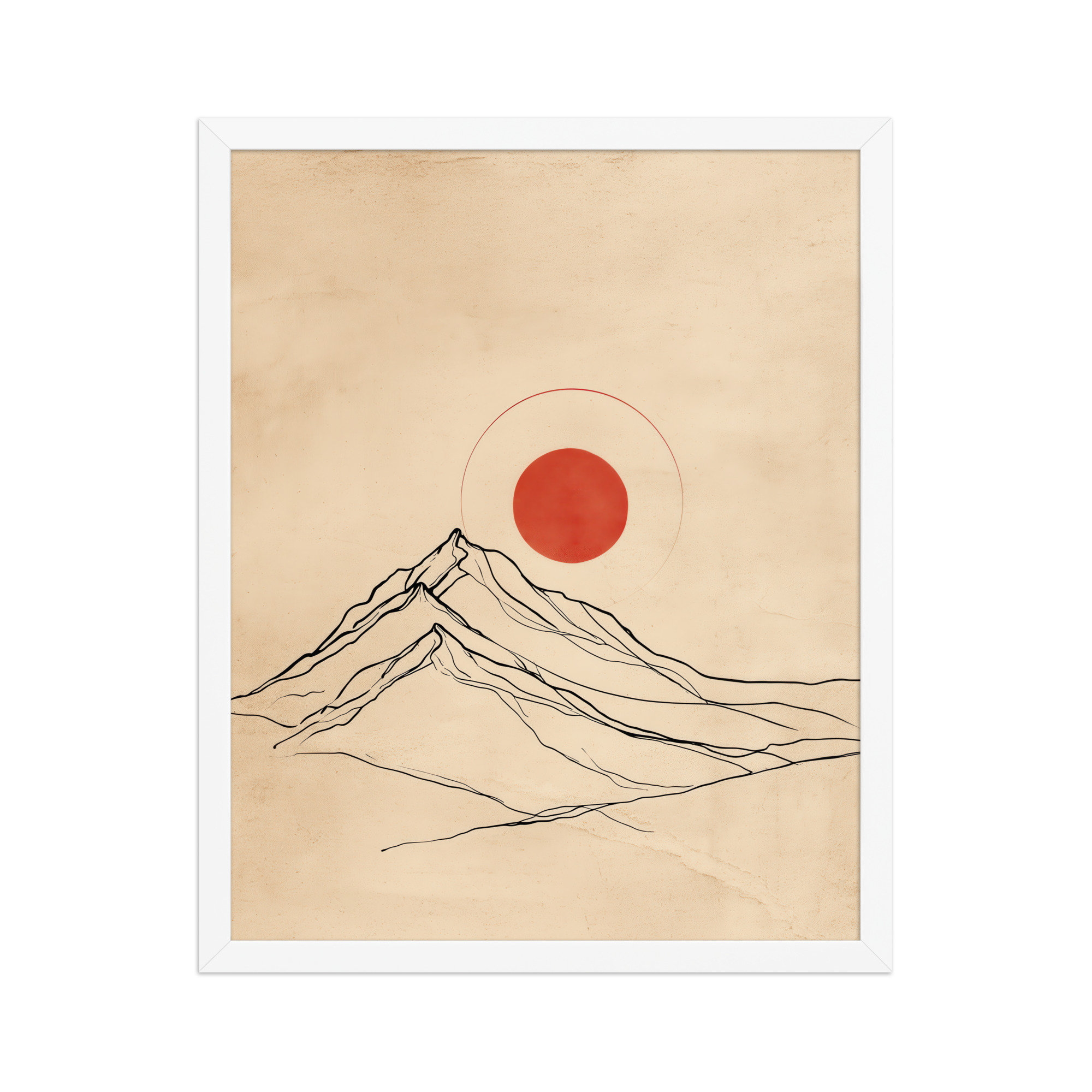 enhanced-matte-paper-framed-poster-in-white-16x20-front-68f9c98ca6834.jpg Eternal Sun — Minimal Mountain and Red Sun Wall Art — Framed Poster - Image 15