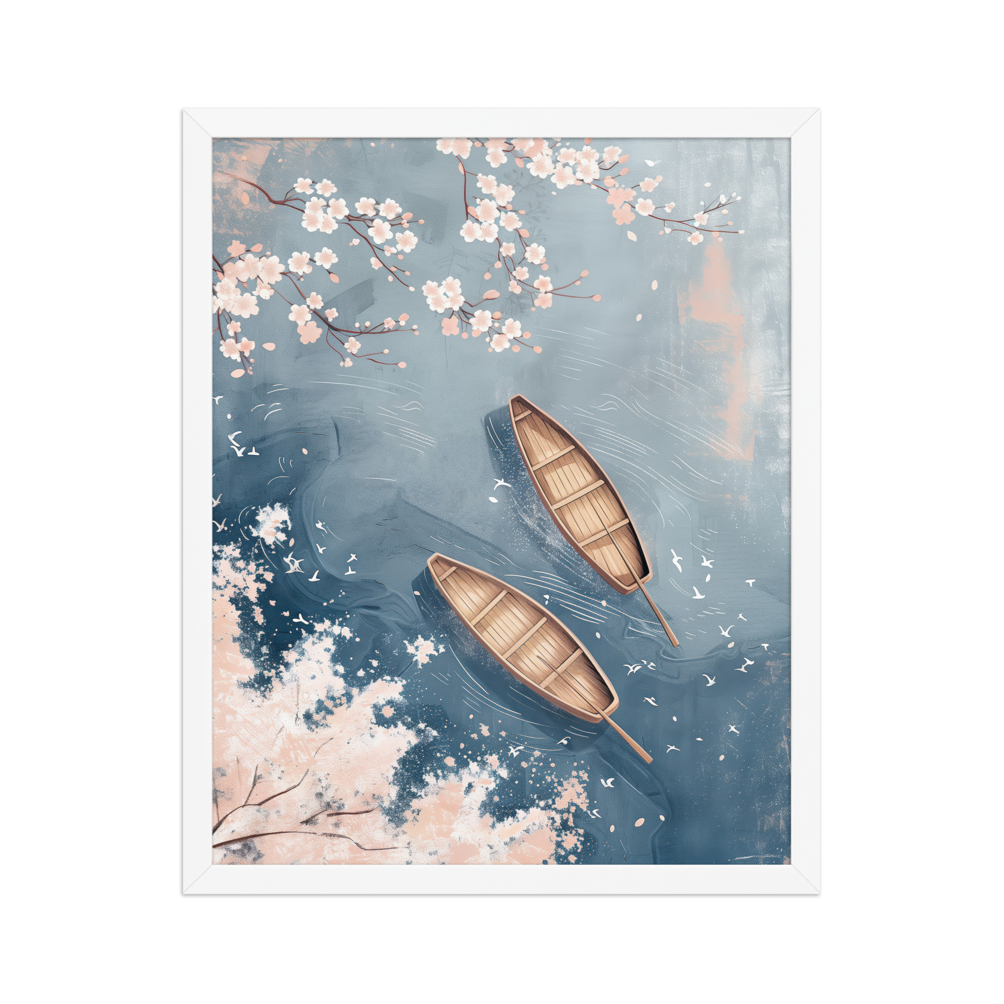 enhanced-matte-paper-framed-poster-in-white-16x20-front-68f9cb8accbcc.jpg Cherry Blossom Drifting — Sakura River Landscape Wall Art — Framed Poster - Image 15